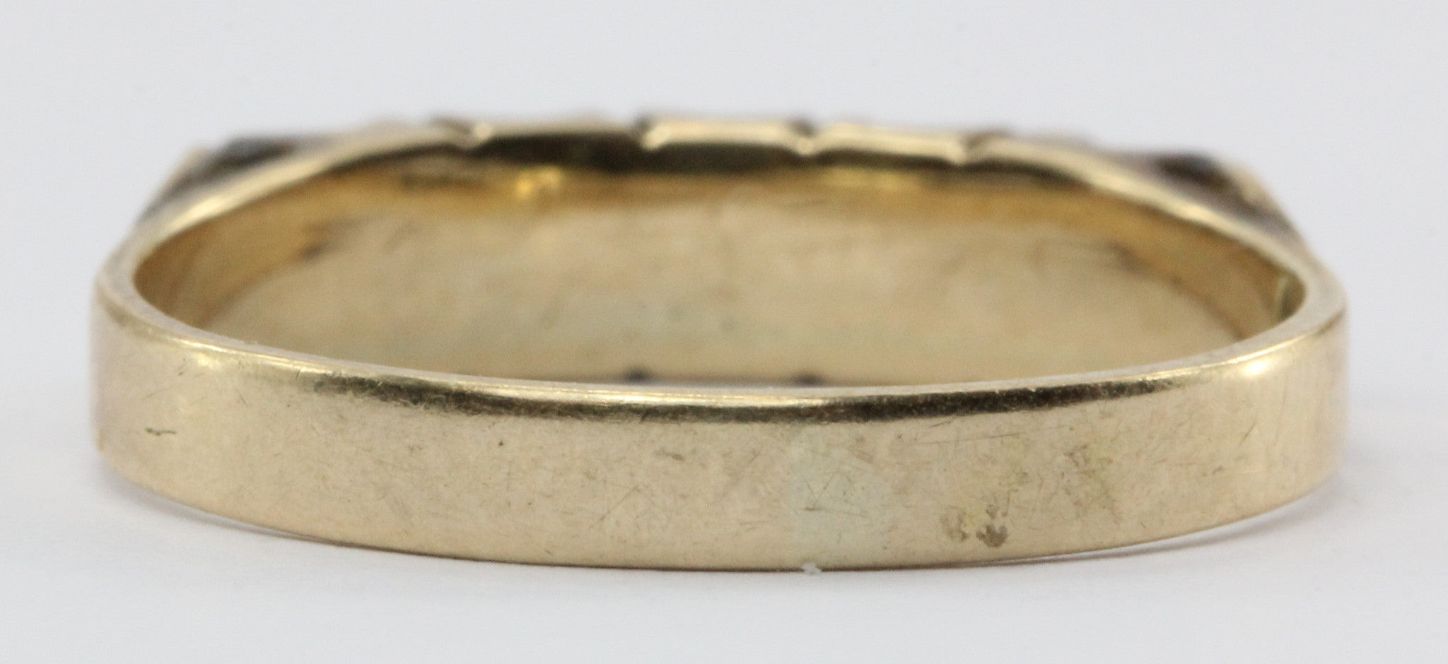Antique Art Nouveau 14K Gold & Opal Band Ring with Heart Accents - Queen May
