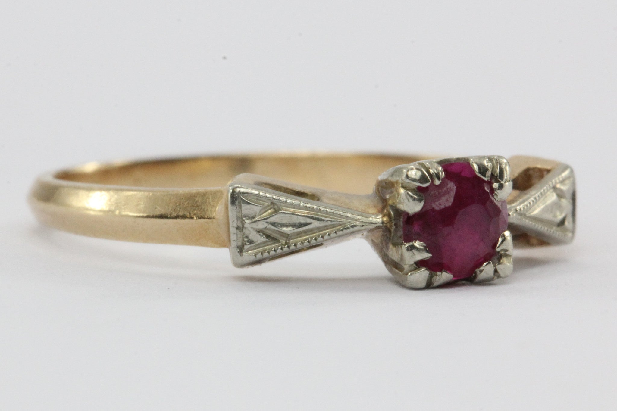 Antique Art Deco 14K Gold Ruby Ring - Queen May