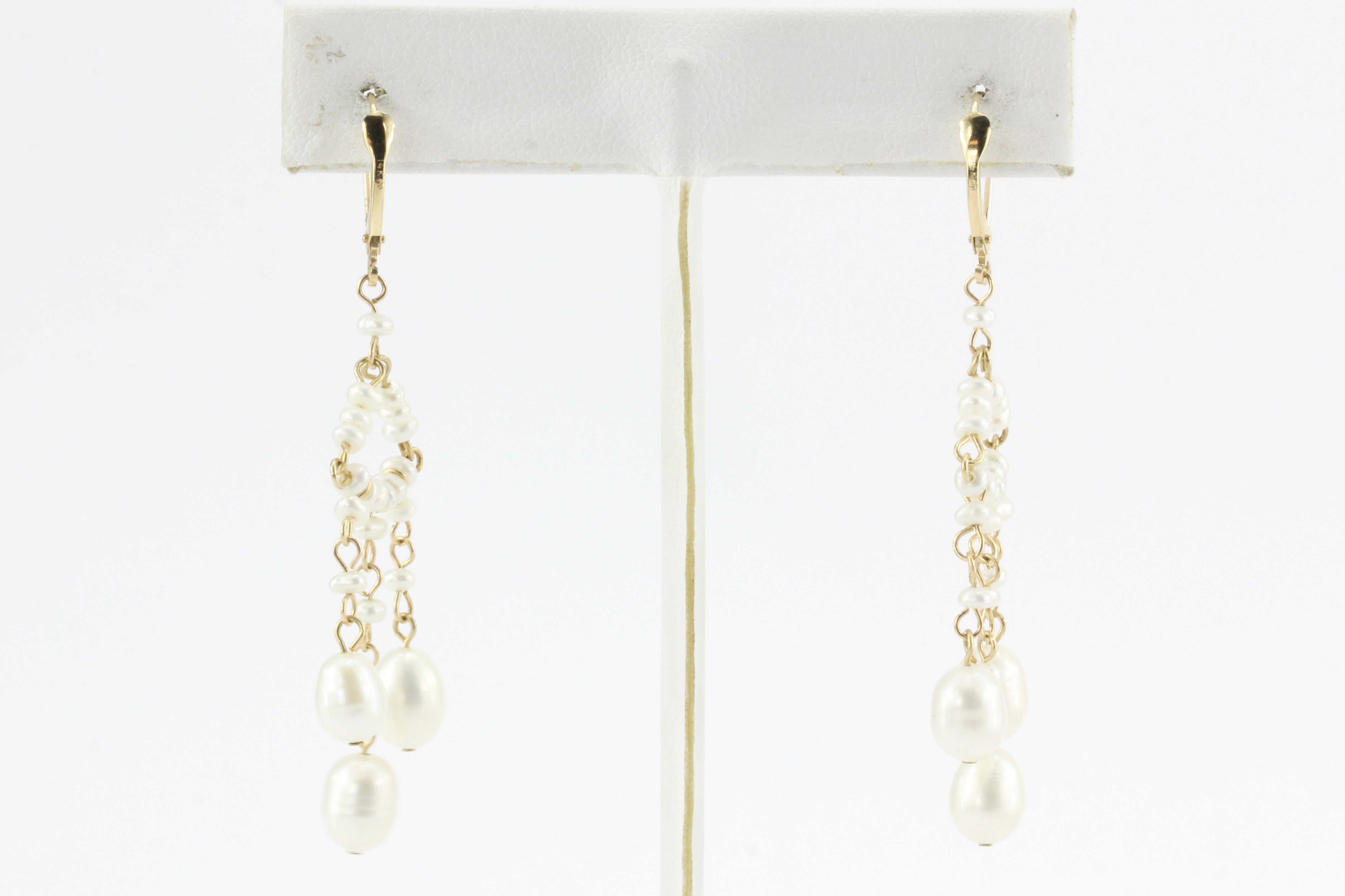 14K Gold Pearl Chandelier Drop Earrings - Queen May