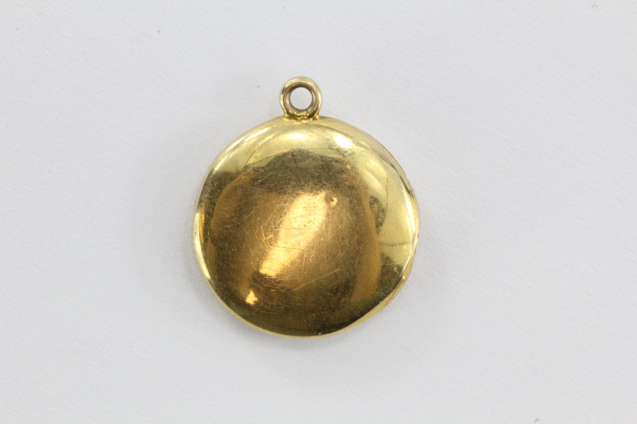 Vintage 10K Gold Art Nouveau Small Round Locket Pendant / Charm - Queen May