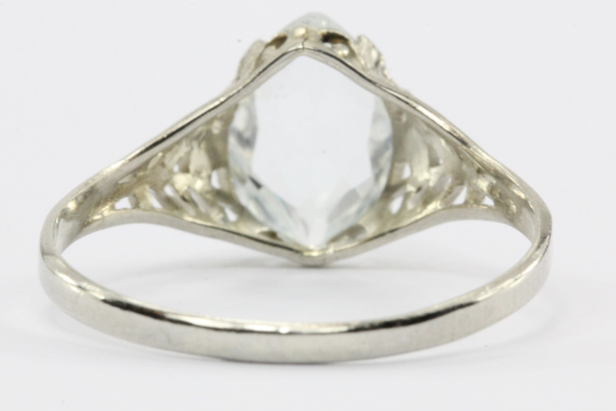 Antique Art Deco 14K White Gold 1.5 Carat Aquamarine Ring - Queen May