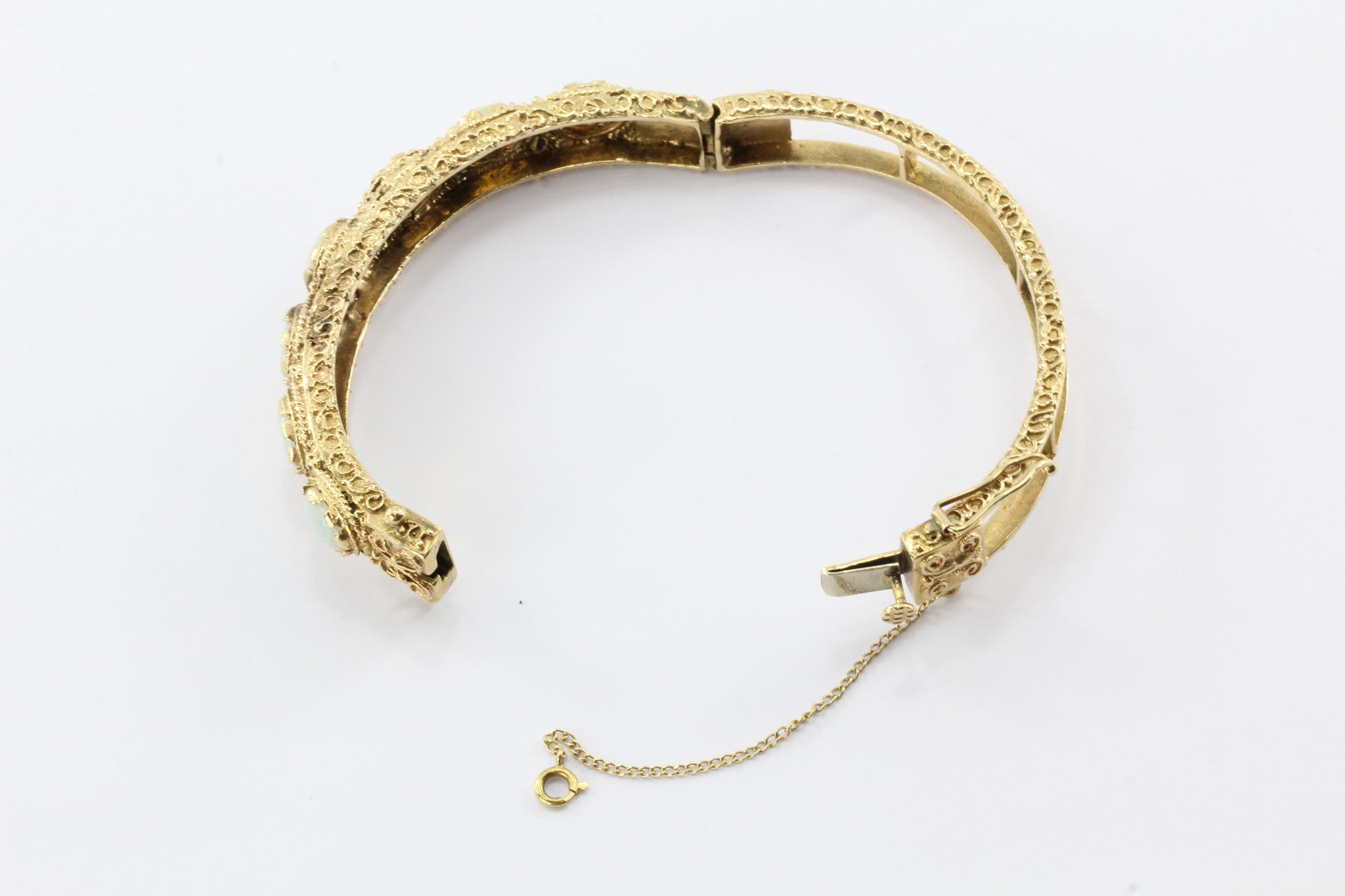 Victorian Revival 14K Gold Opal Bangle Bracelet 7 CTW - Queen May
