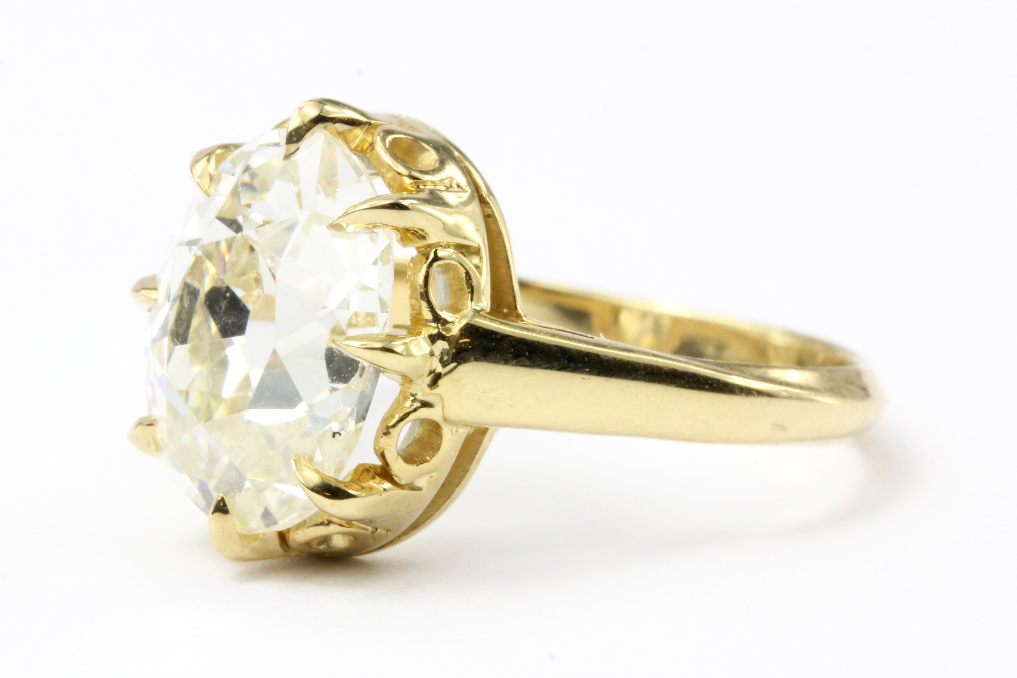 Victorian 18K 4.26CT Antique Old Mine Oval Cut French Diamond Ring - Queen May