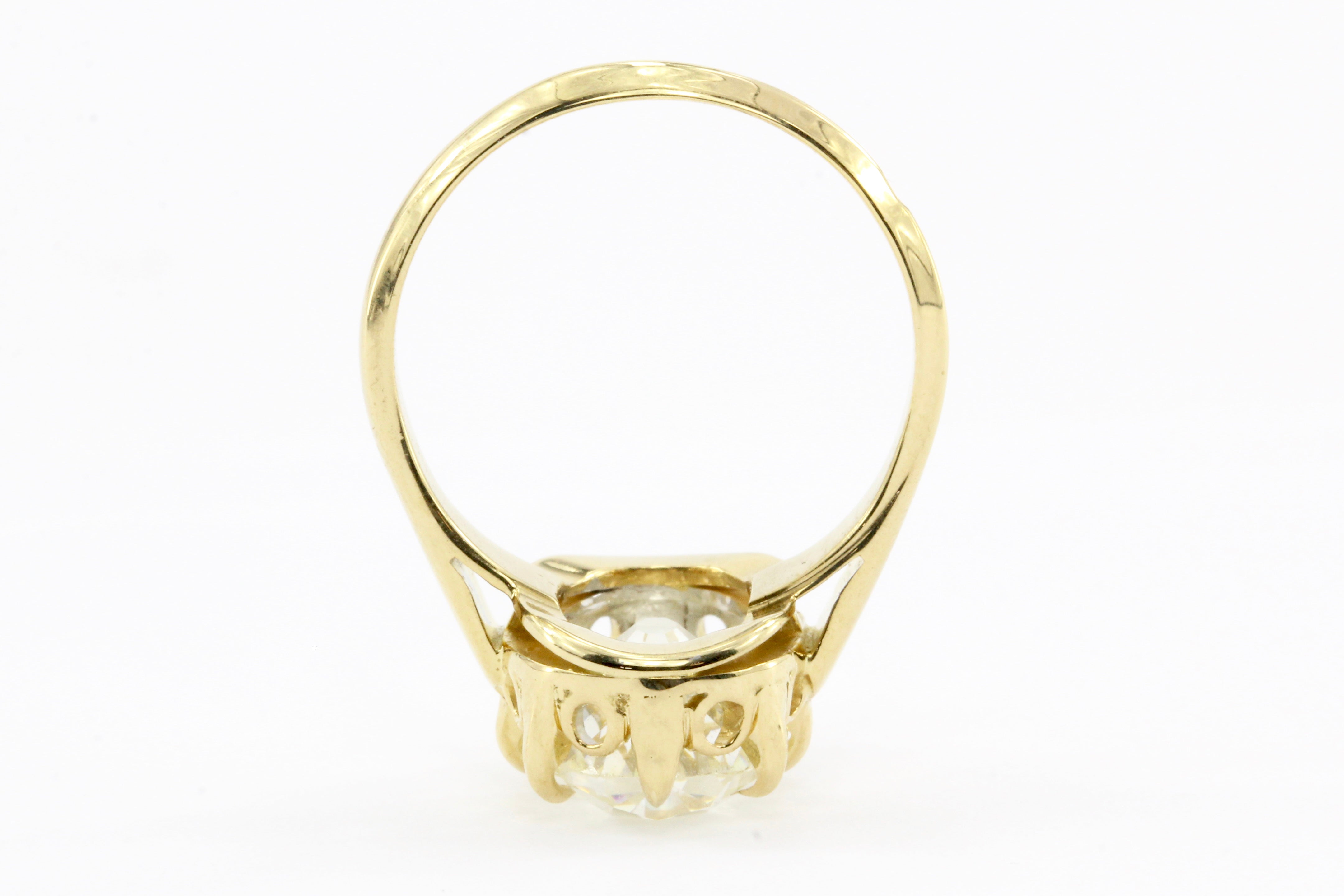 Victorian 18K 4.26CT Antique Old Mine Oval Cut French Diamond Ring - Queen May