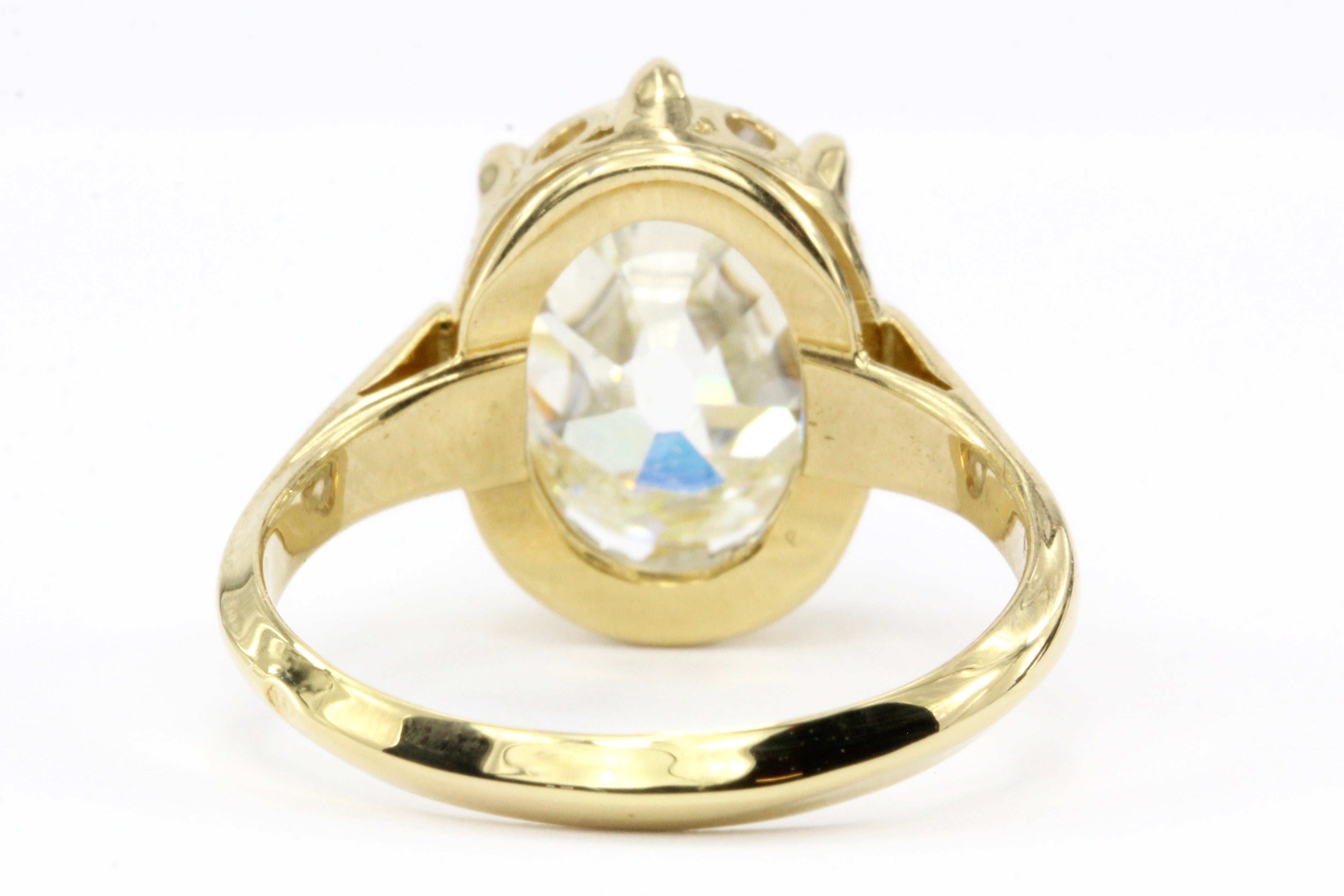 Victorian 18K 4.26CT Antique Old Mine Oval Cut French Diamond Ring - Queen May