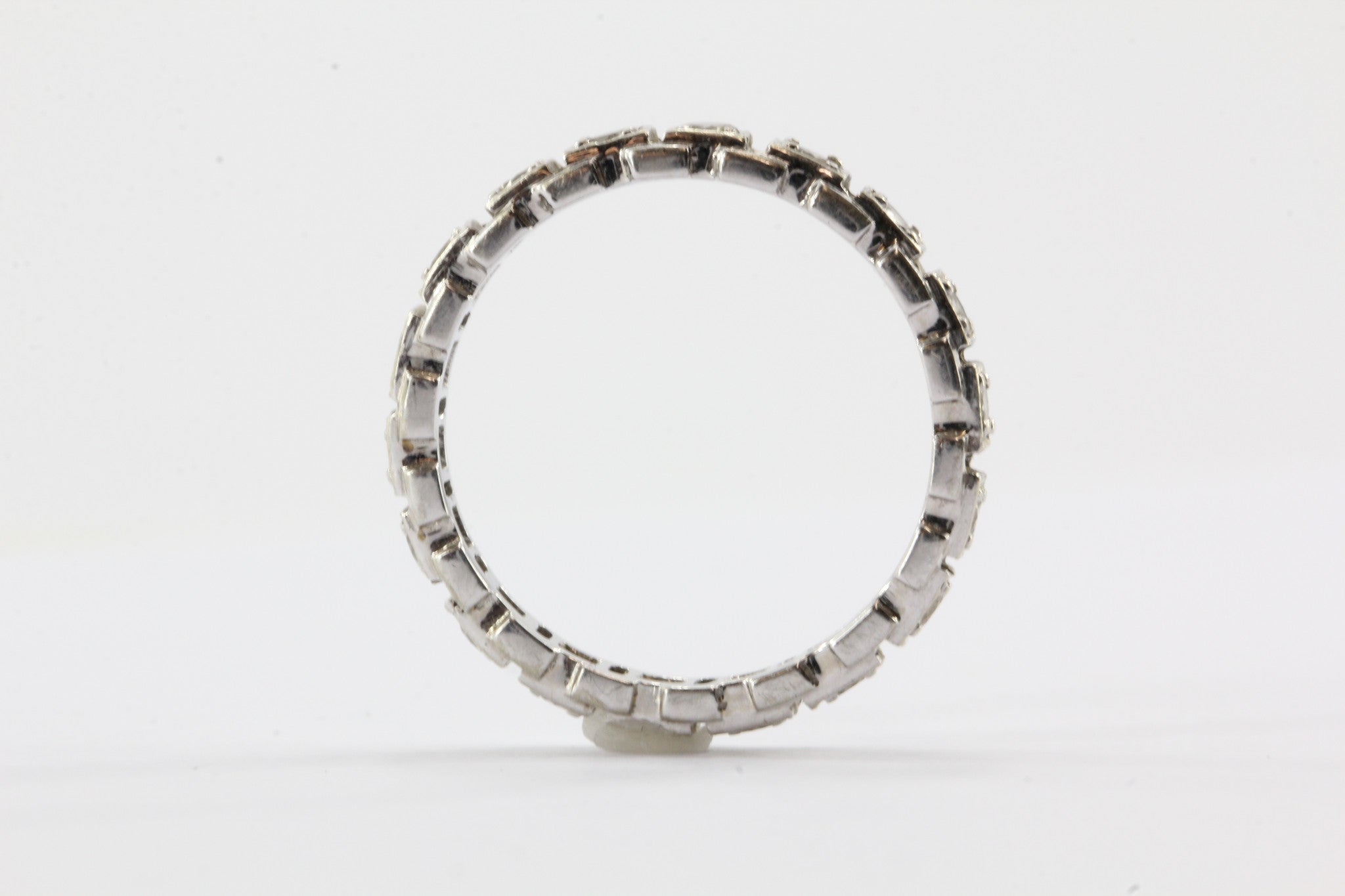 Vintage 14K White Gold 1 CTW Diamond Station Eternity Band Ring - Queen May