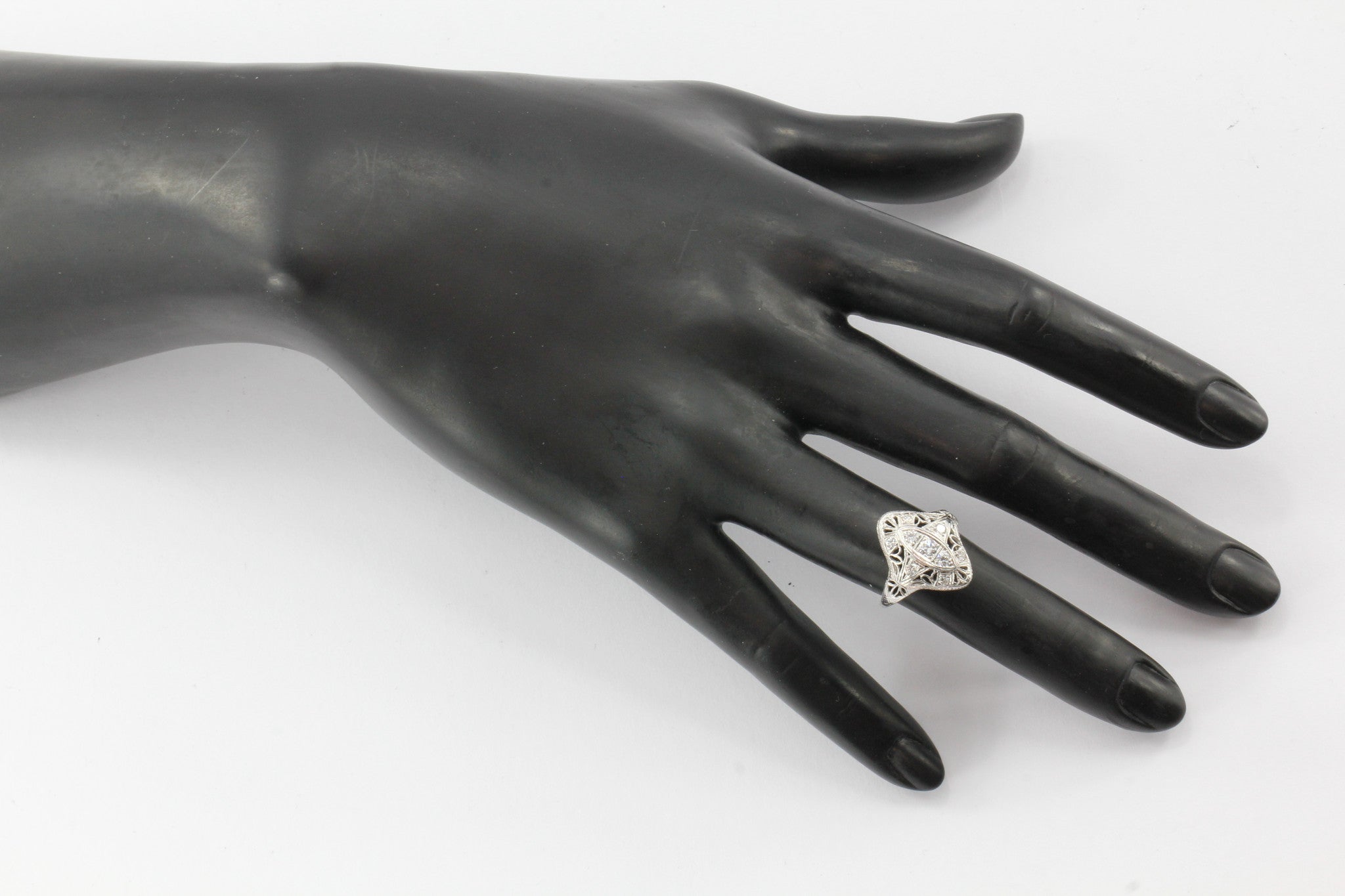 Art Deco Platinum Old European Cut Diamond Engagement Ring - Queen May