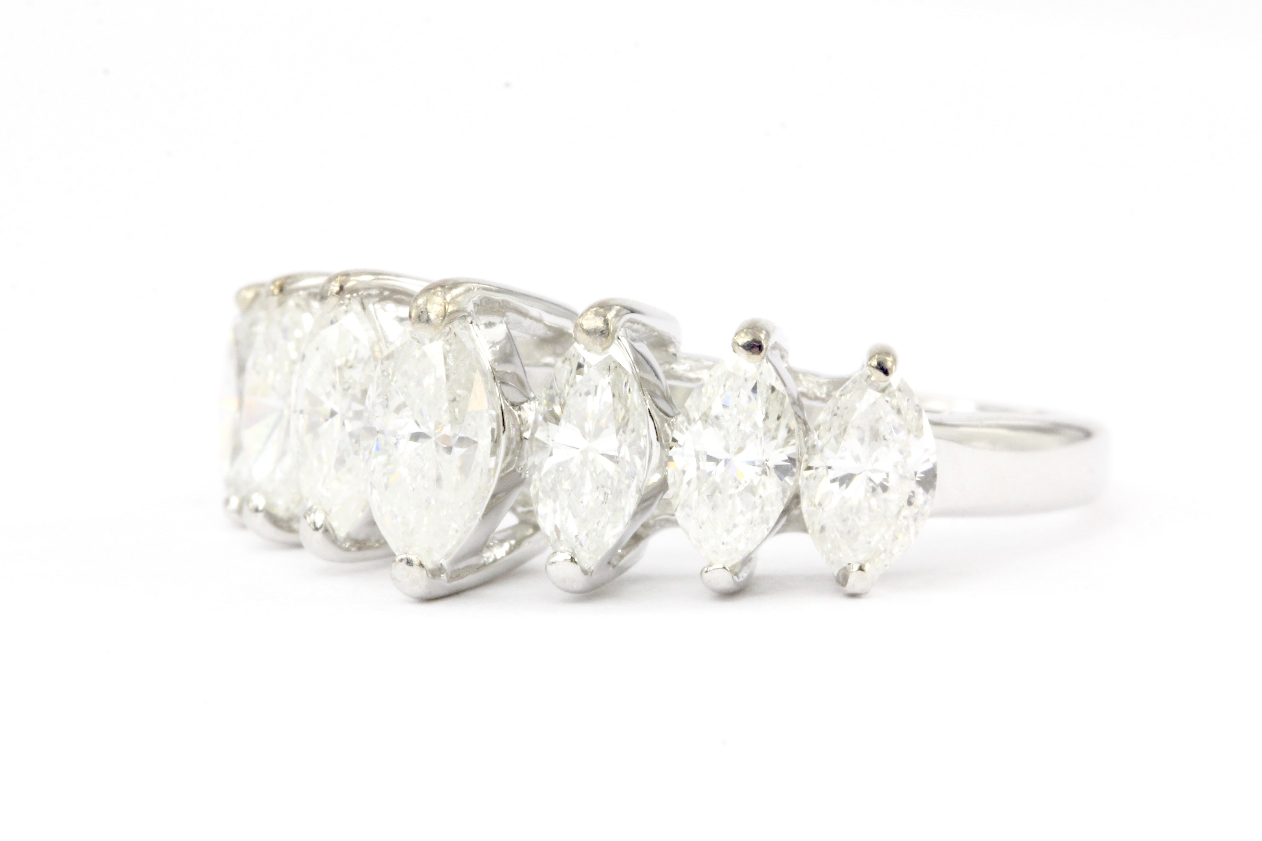 14K White Gold 2 CTW Marquise Diamond Ring - Queen May