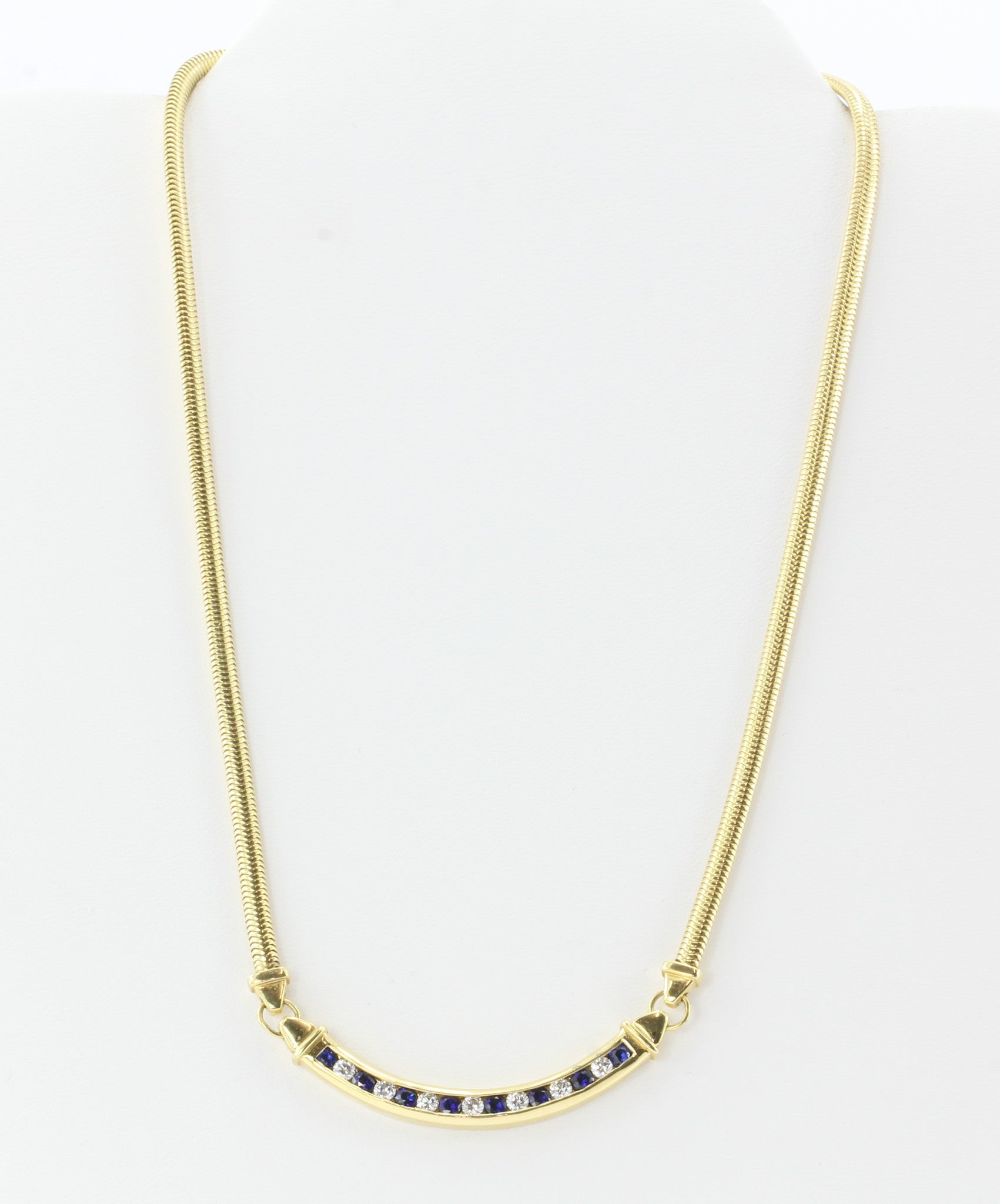 Tiffany & Co 18K Gold Diamond Sapphire Choker Necklace - Queen May