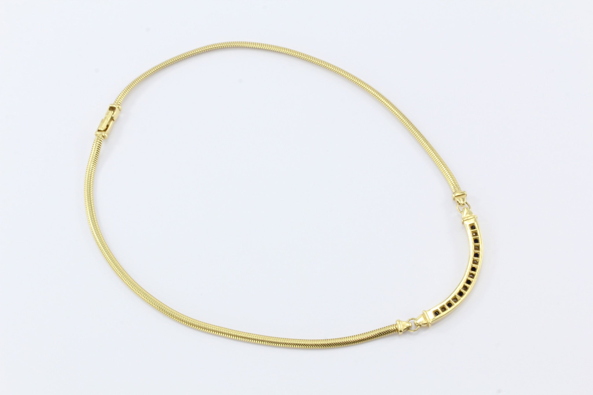 Tiffany & Co 18K Gold Diamond Sapphire Choker Necklace - Queen May