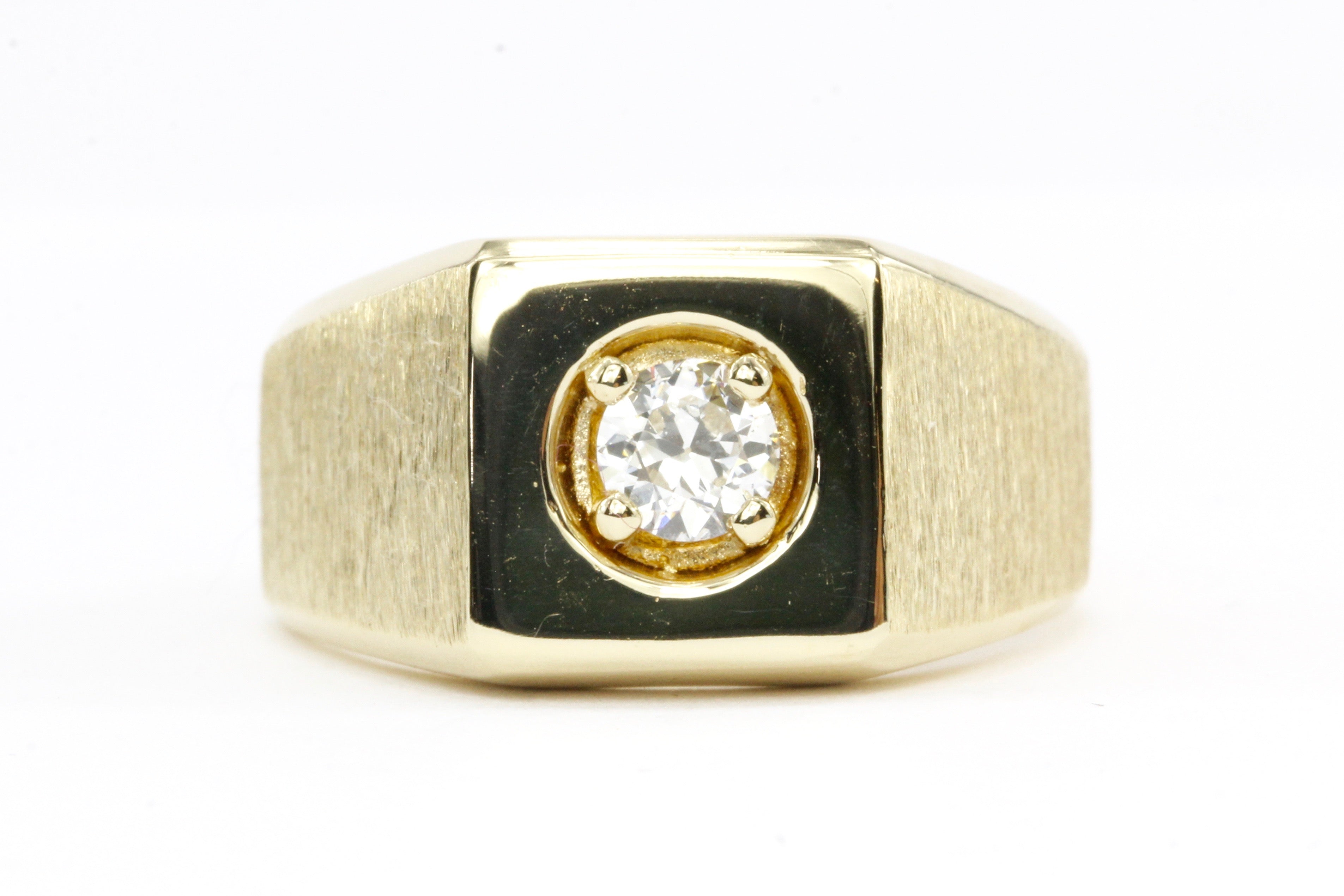 14K Yellow Gold and .35 CT Diamond Men's Ring - Queen May