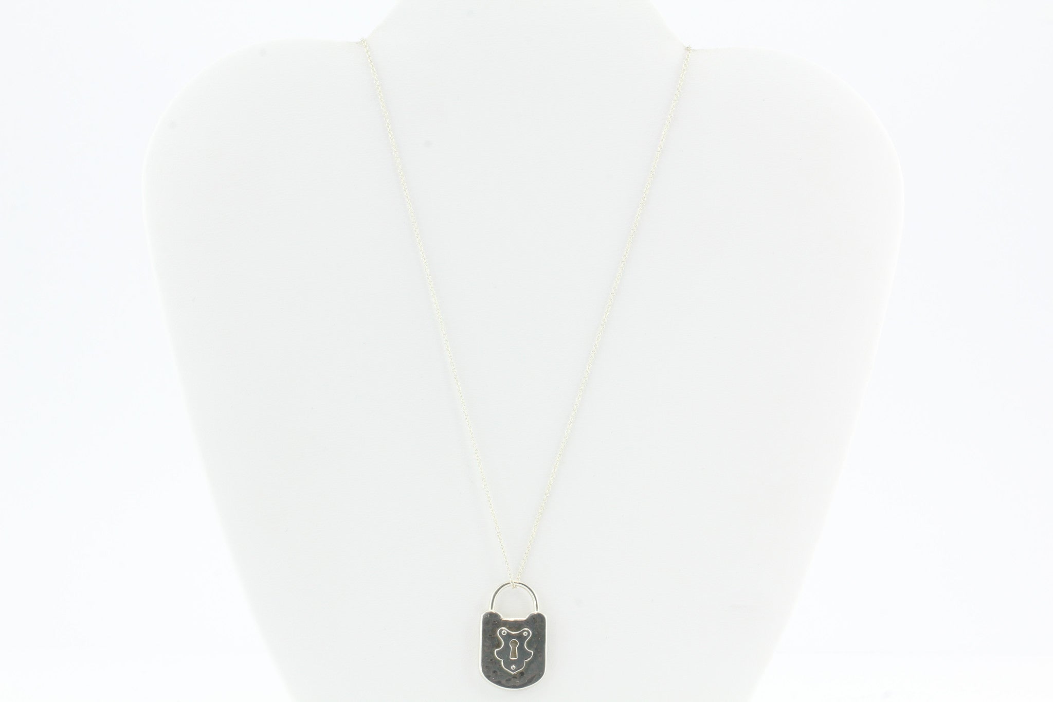 Tiffany & Co Sterling Silver Padlock Lock Charm Pendant Necklace - Queen May
