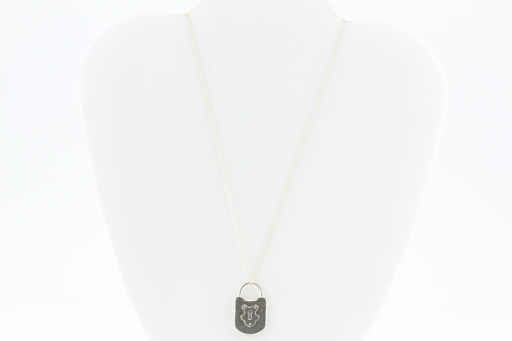 Tiffany & Co Sterling Silver Padlock Lock Charm Pendant Necklace - Queen May