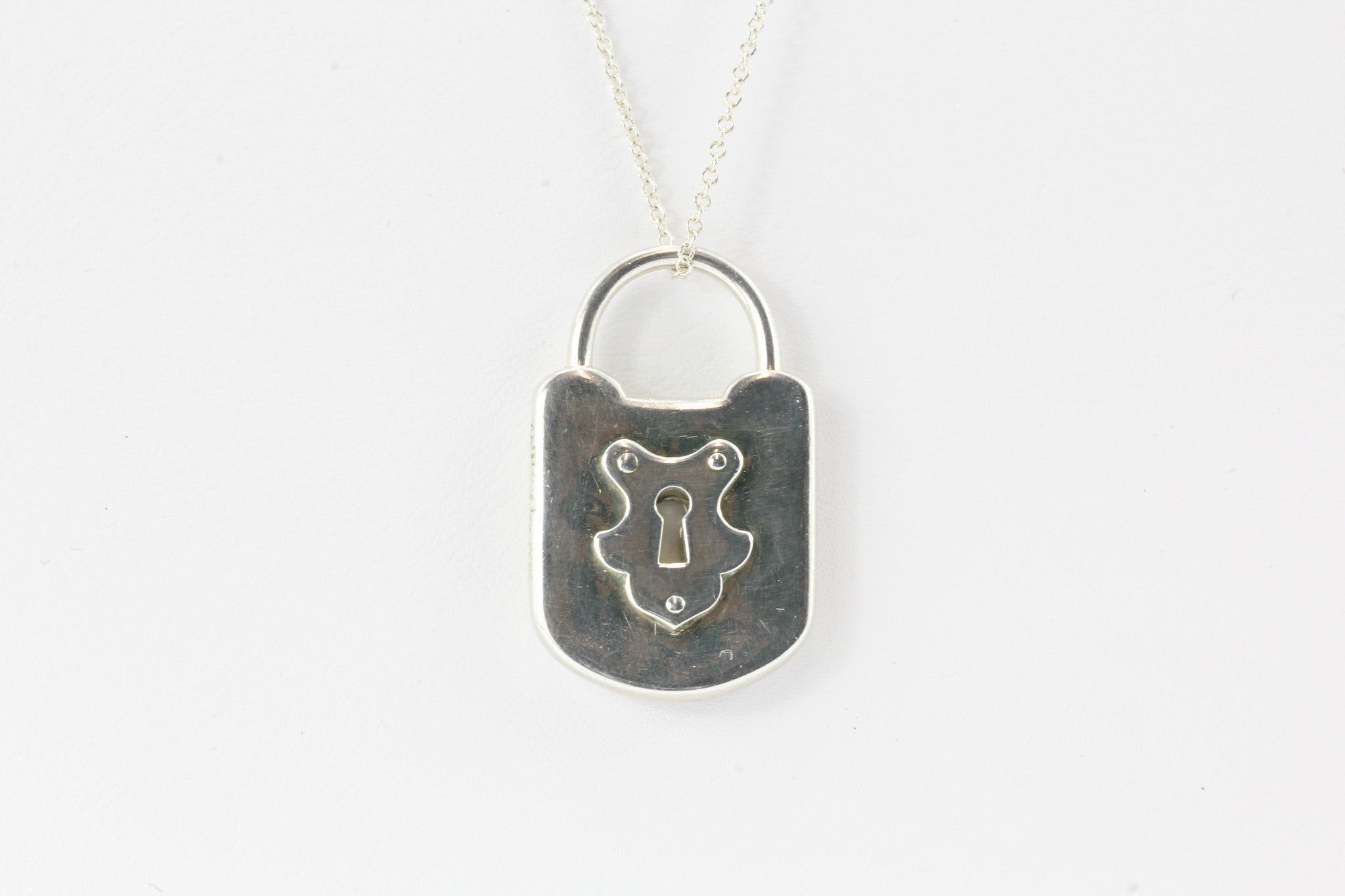 Tiffany & Co Sterling Silver Padlock Lock Charm Pendant Necklace - Queen May