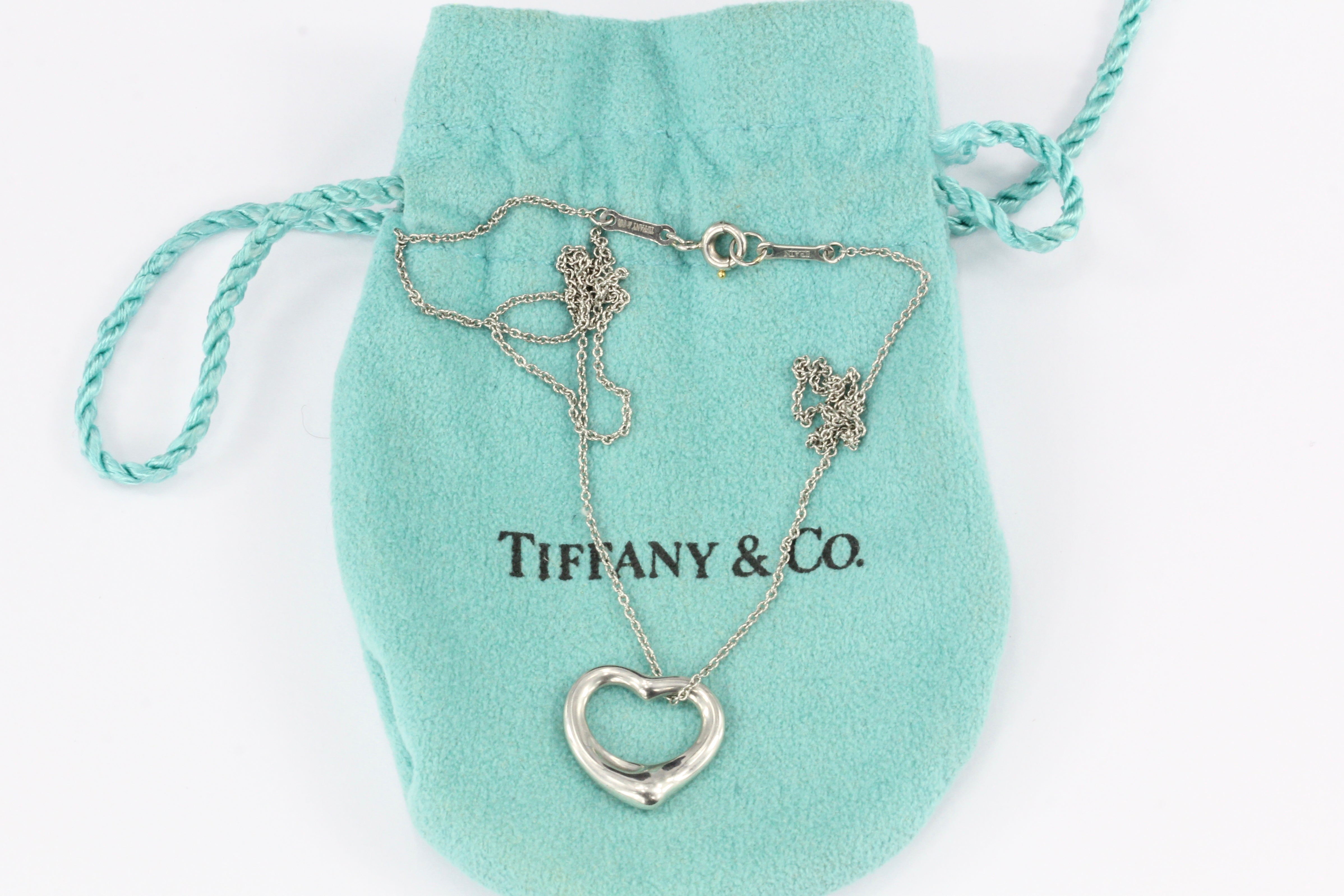 Tiffany & Co Platinum Elsa Peretti Open Heart Necklace 16" - Queen May