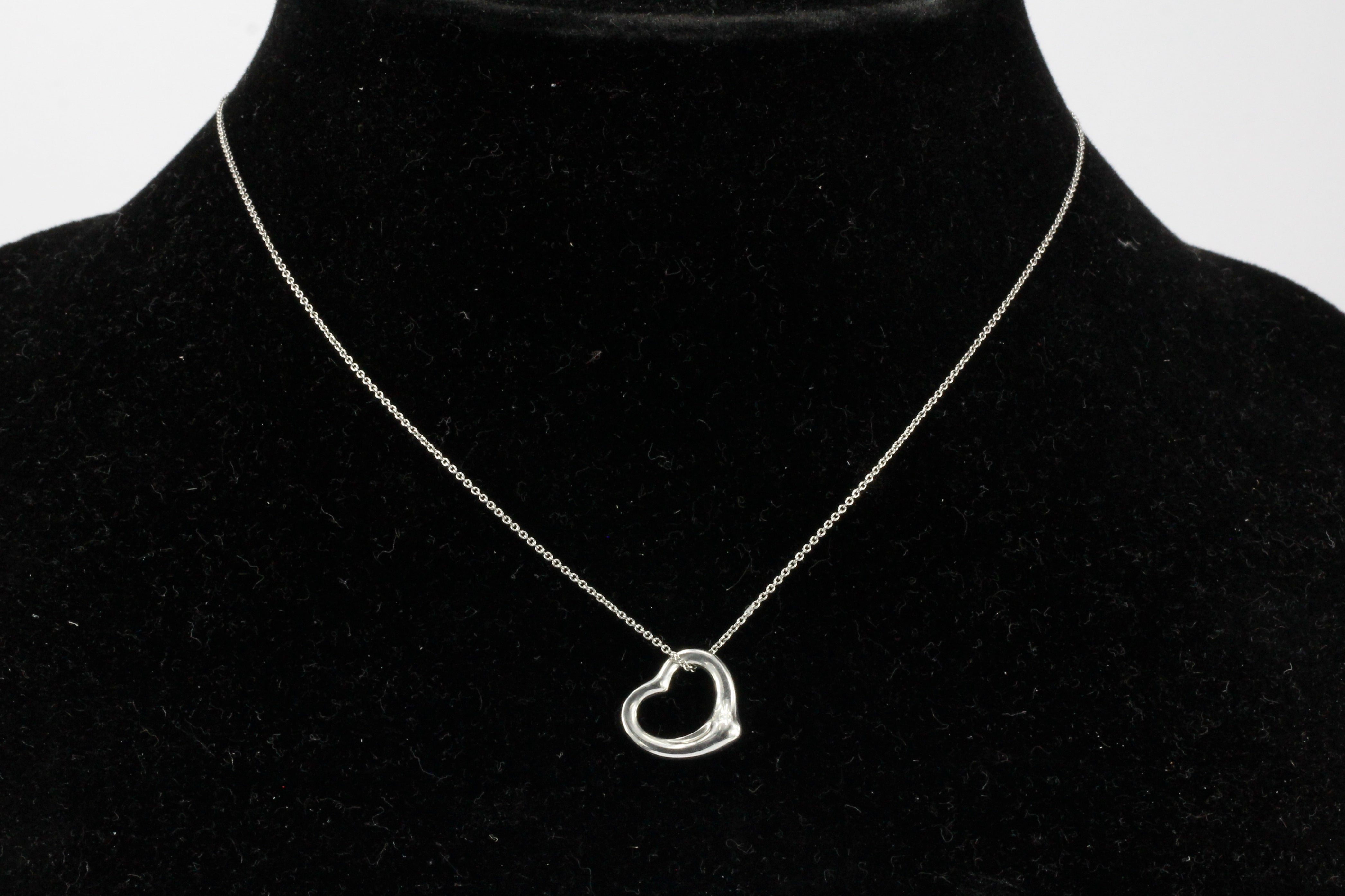 Tiffany & Co Platinum Elsa Peretti Open Heart Necklace 16" - Queen May