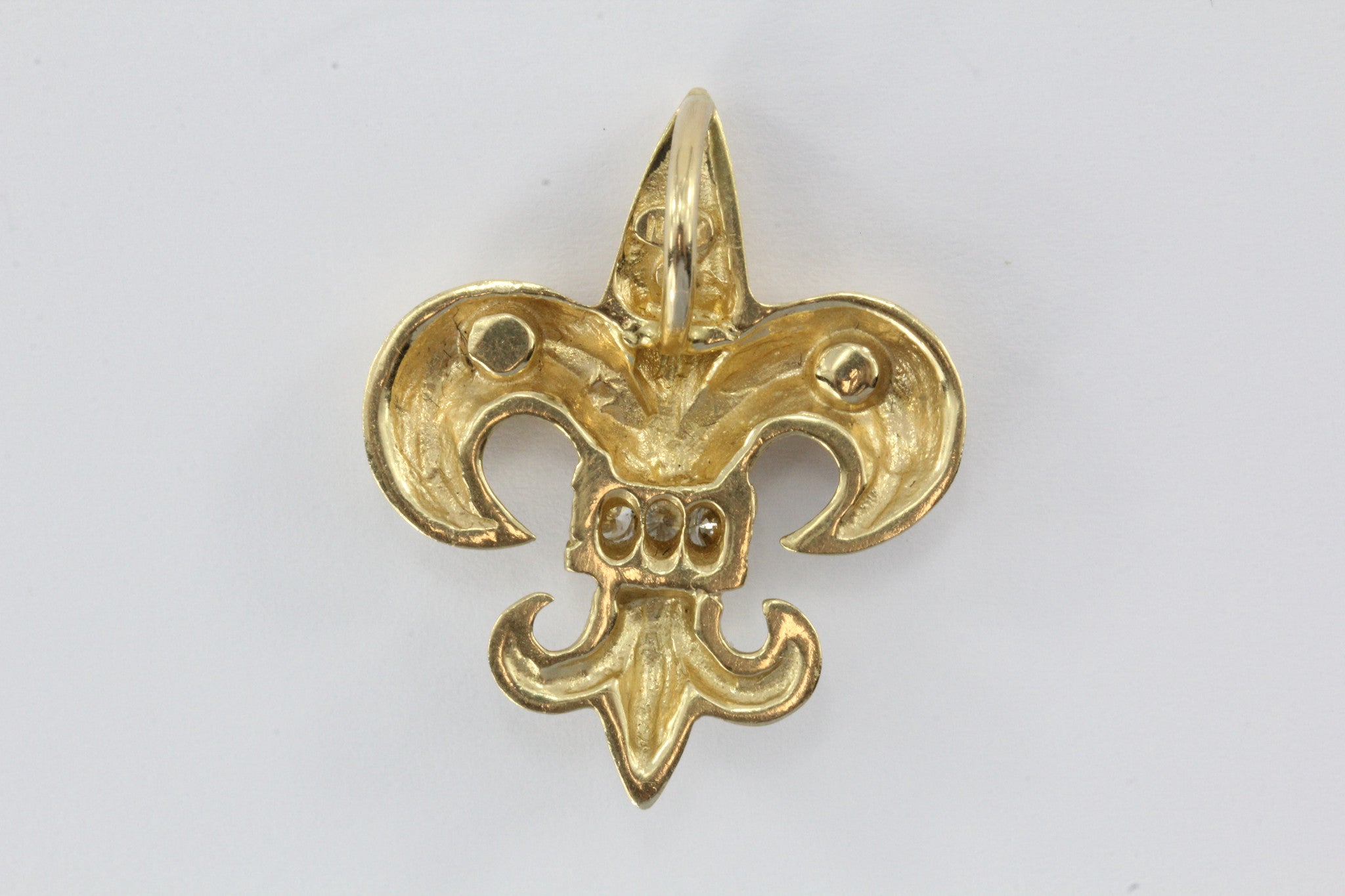 Vintage 14K Gold & Diamond Fleur De Lis Pendant .25 CTW - Queen May