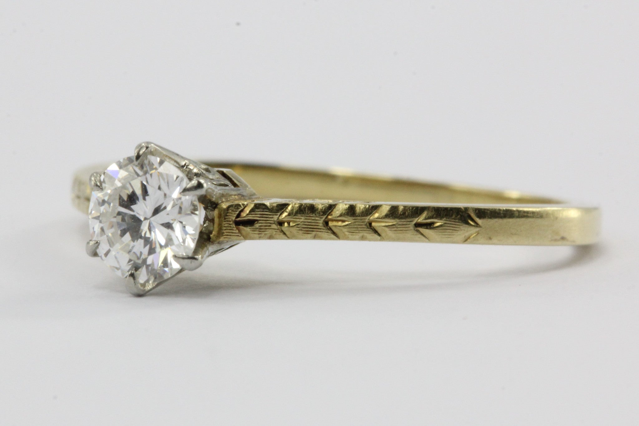 Antique Ostby & & Barton 14K Gold .32 Carat Diamond Engagement Ring - Queen May