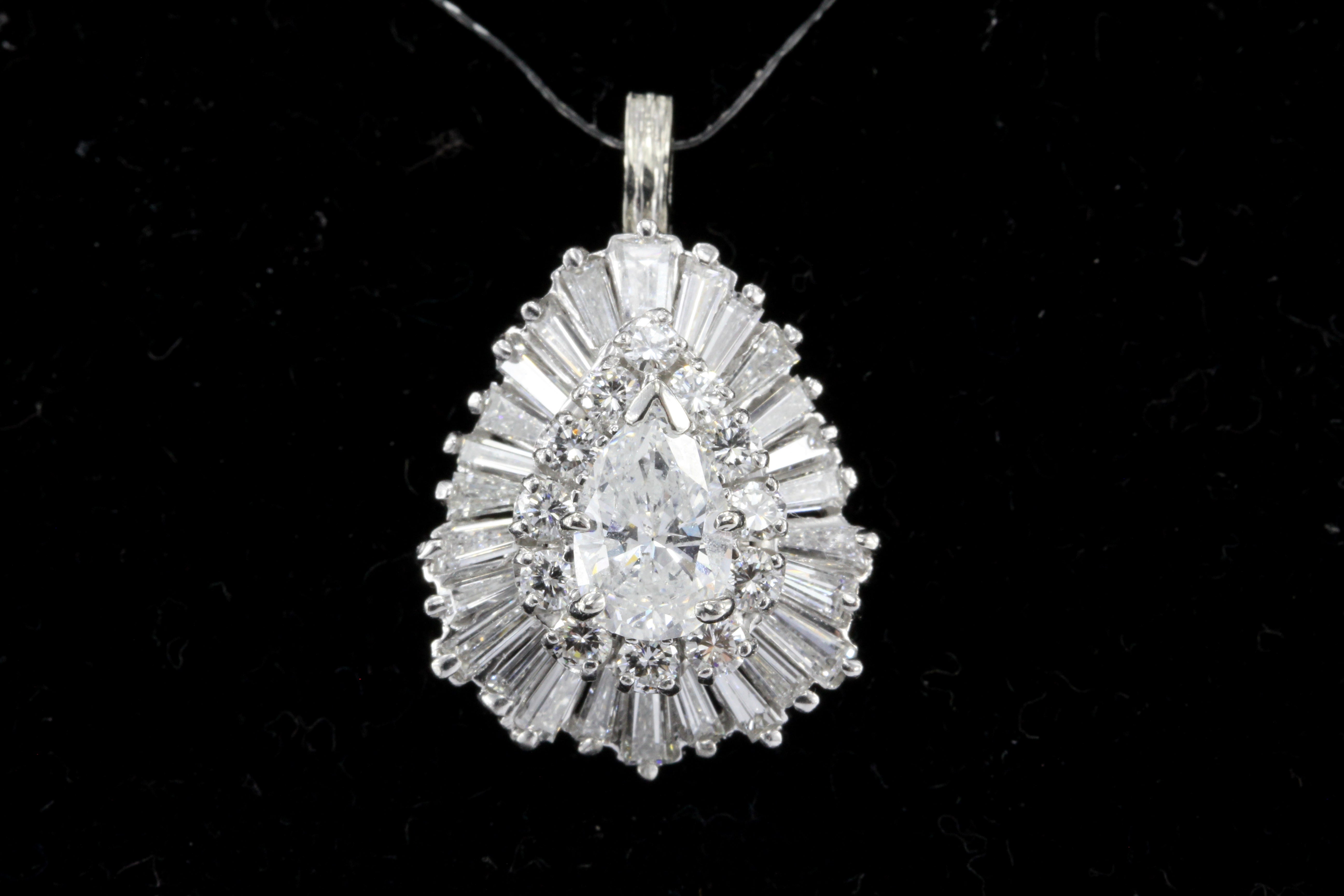 Platinum 3 CTW Diamond Convertible Ring to Pendant Size 6.75 - Queen May