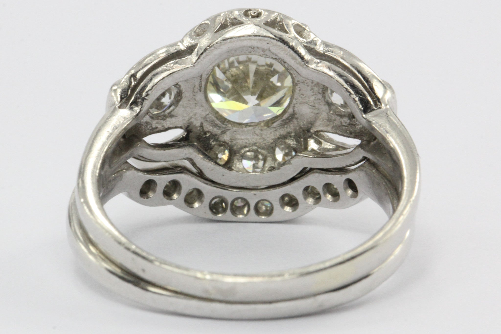 Antique Art Deco 1.3 Carat (1.71 CTW) Diamond & Platinum Engagement Ring Set - Queen May