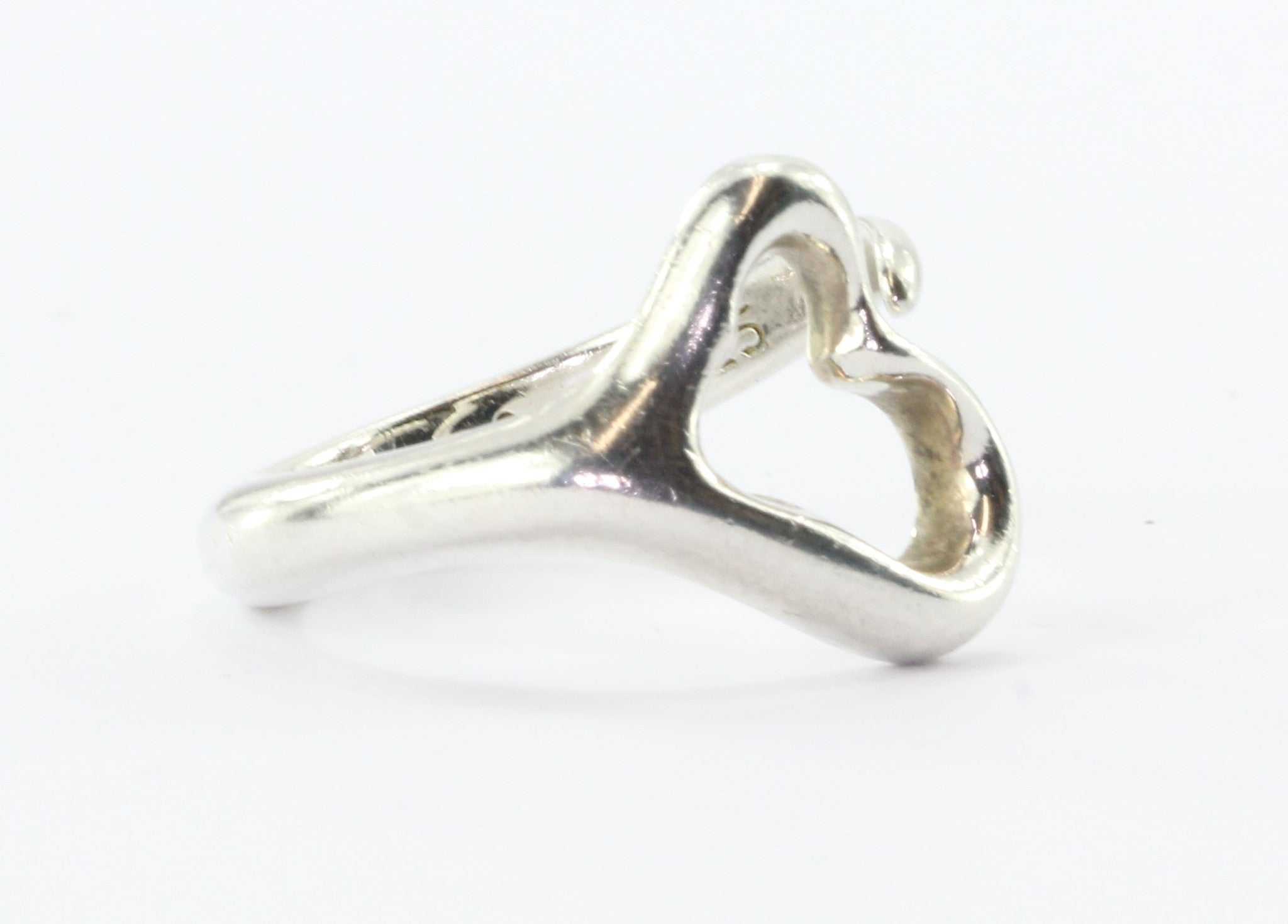Tiffany & Co Sterling Silver Elsa Peretti Open Heart Ring Size 7.75 - Queen May
