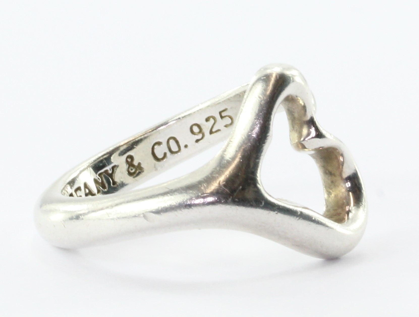 Tiffany & Co Sterling Silver Elsa Peretti Open Heart Ring Size 7.75 - Queen May