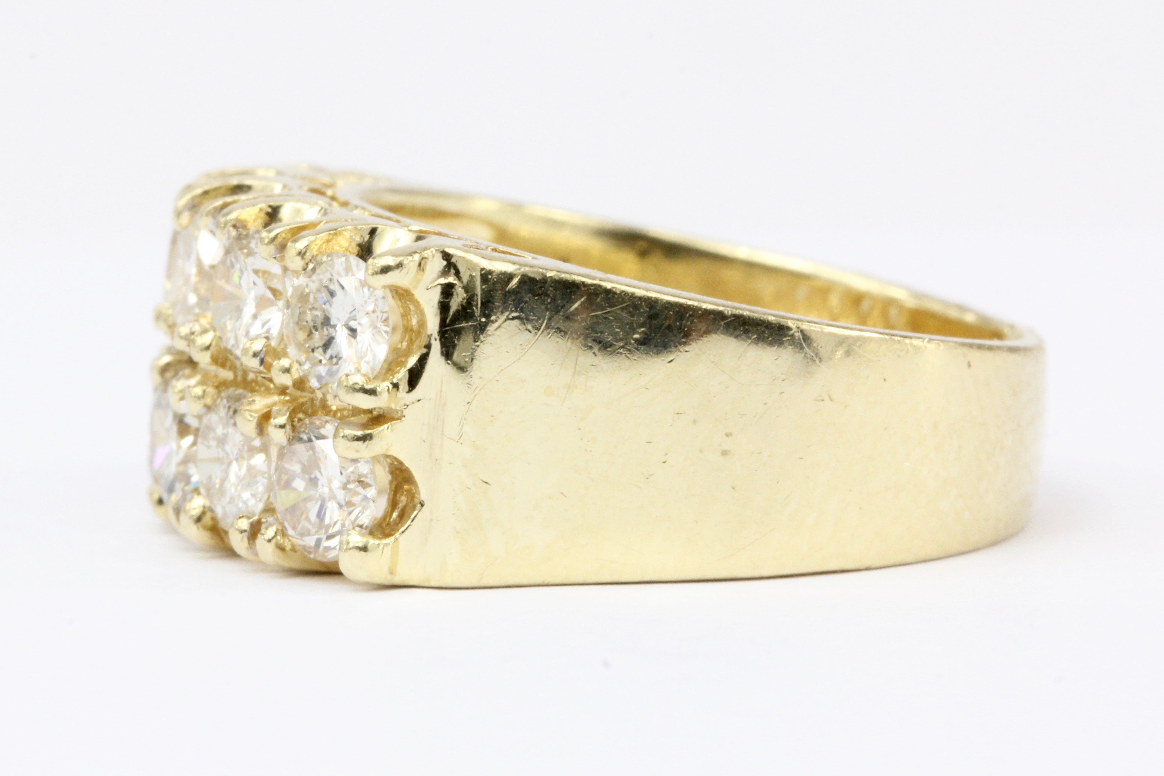 14K Yellow Gold Double Row Diamond Half Band Size 6.5 - Queen May