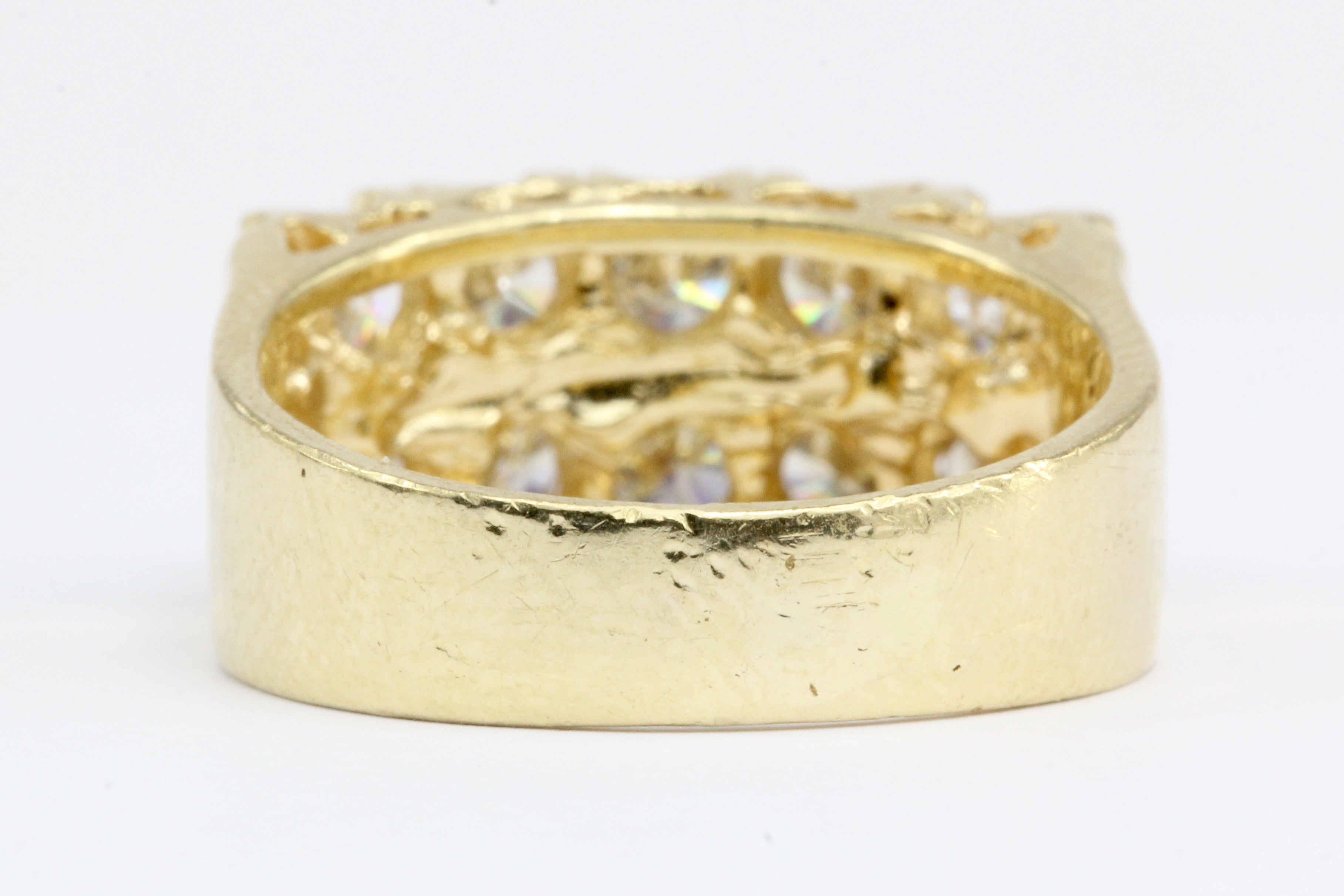 14K Yellow Gold Double Row Diamond Half Band Size 6.5 - Queen May