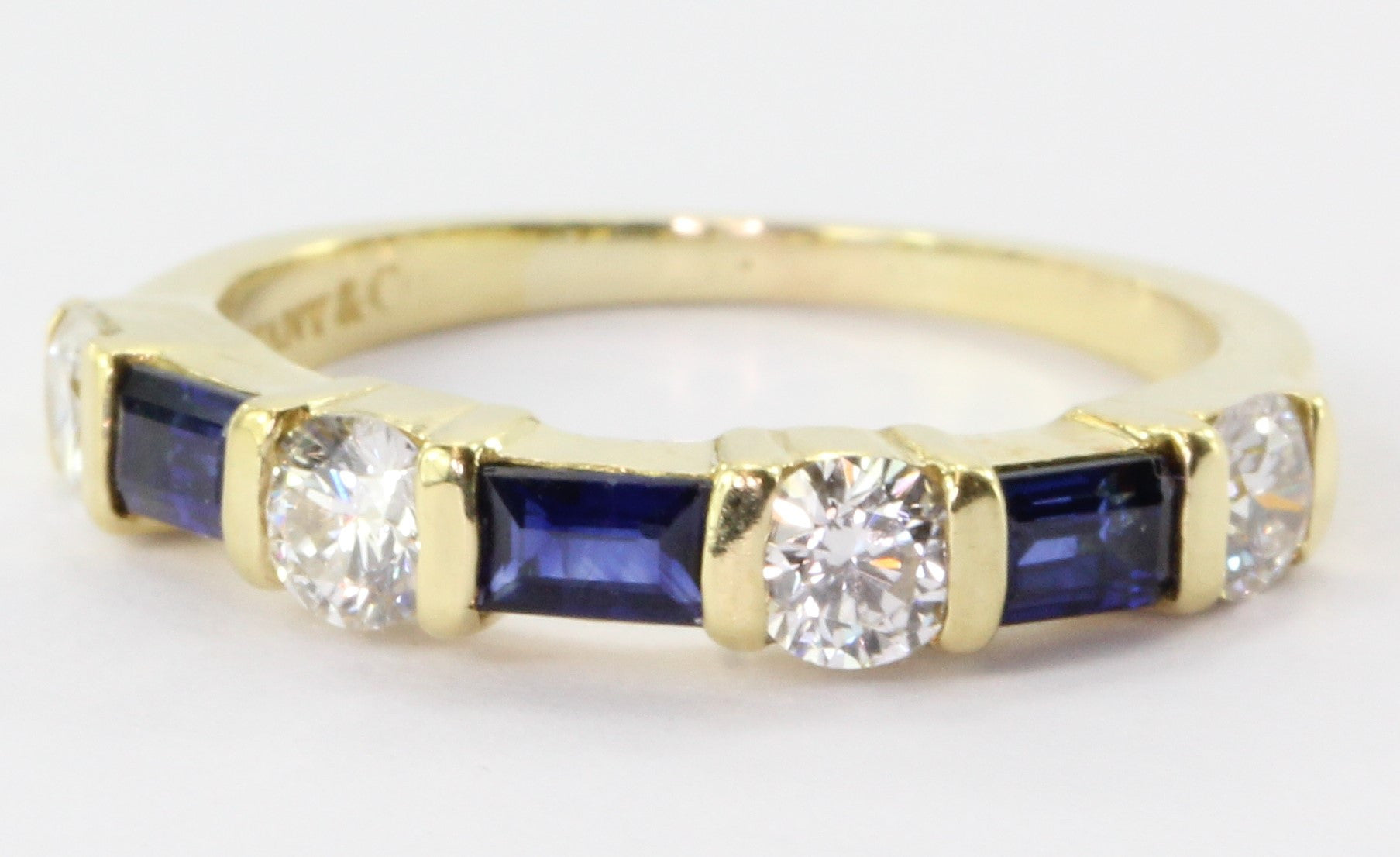 Tiffany & Co 18K Yellow Gold Diamond Sapphire Ring Band - Queen May