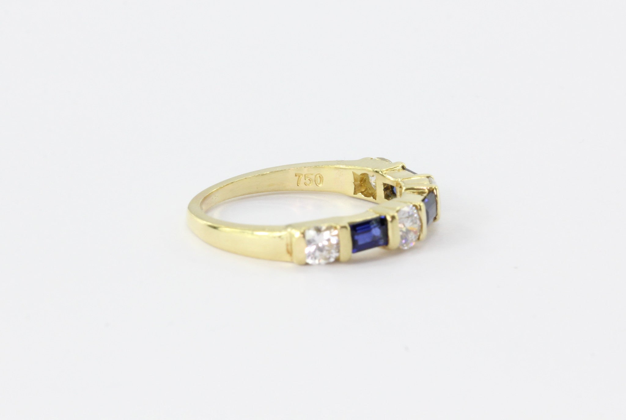 Tiffany & Co 18K Yellow Gold Diamond Sapphire Ring Band - Queen May