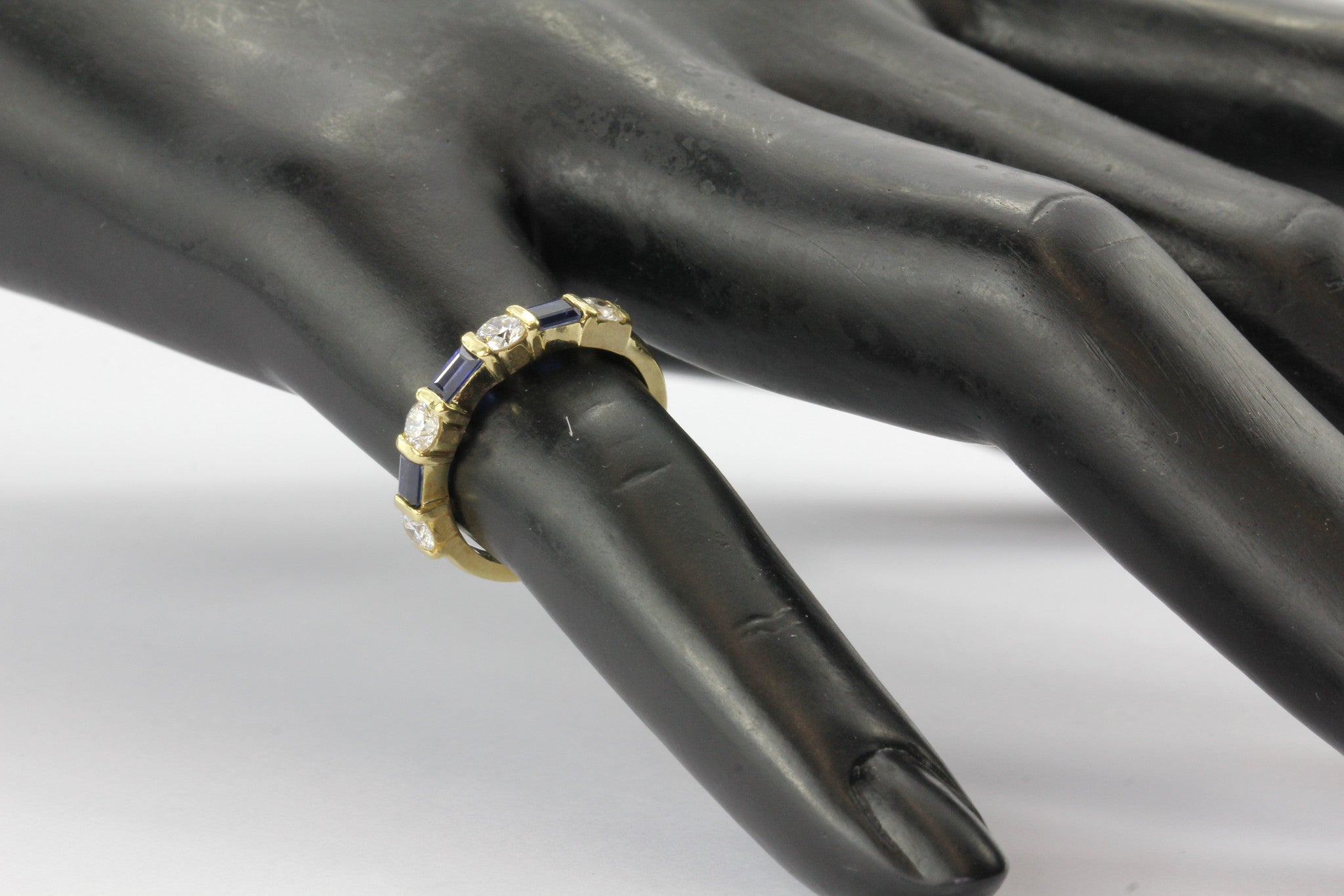 Tiffany & Co 18K Yellow Gold Diamond Sapphire Ring Band - Queen May
