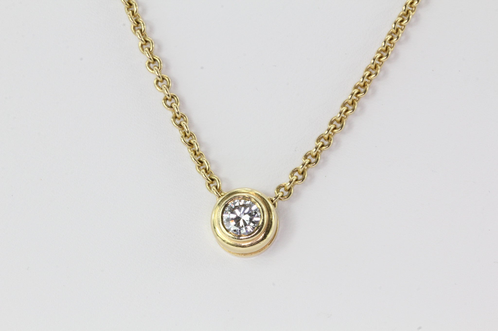 14k Yellow Gold .65 Carat Diamond Solitare Pendant Necklace - Queen May