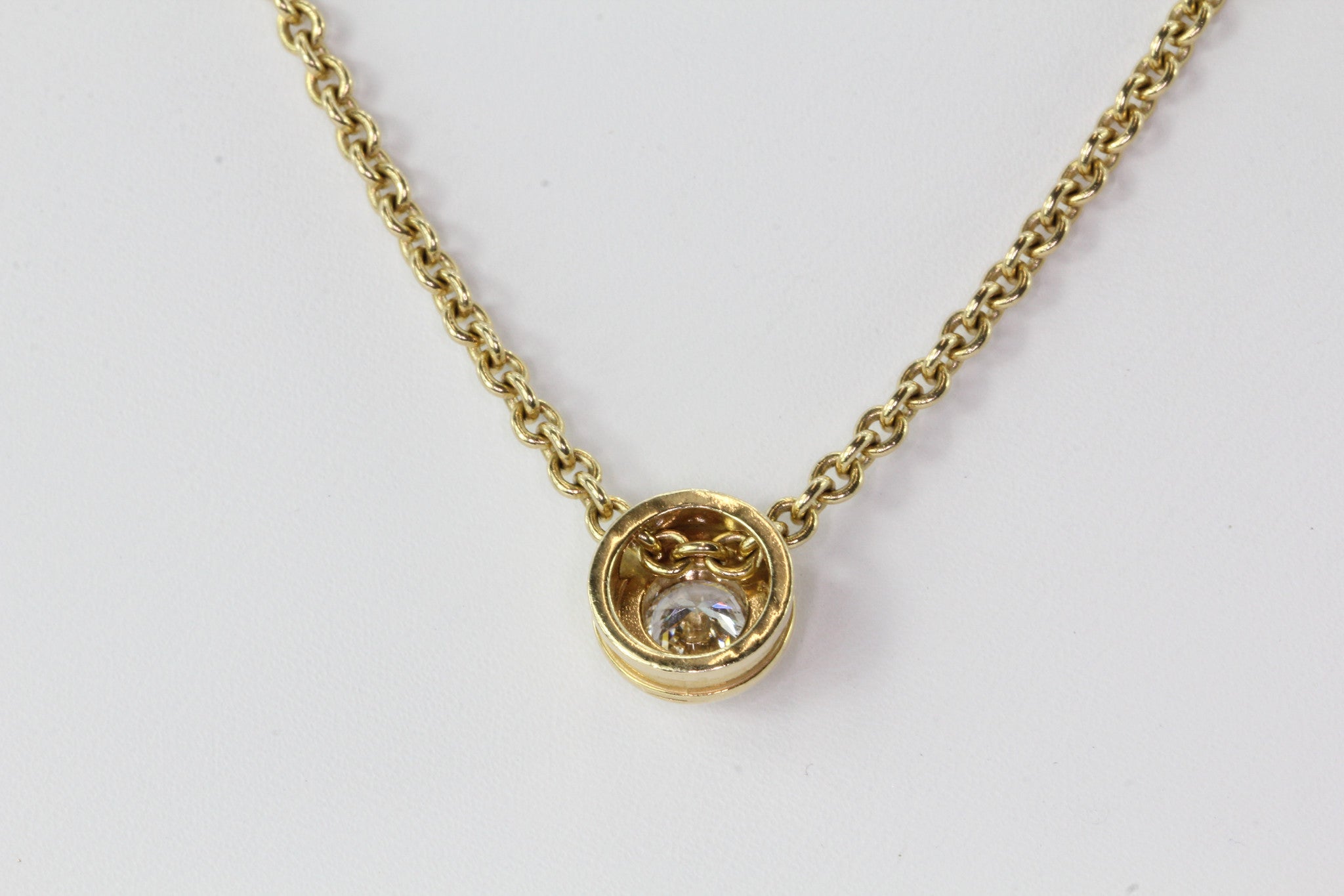 14k Yellow Gold .65 Carat Diamond Solitare Pendant Necklace - Queen May