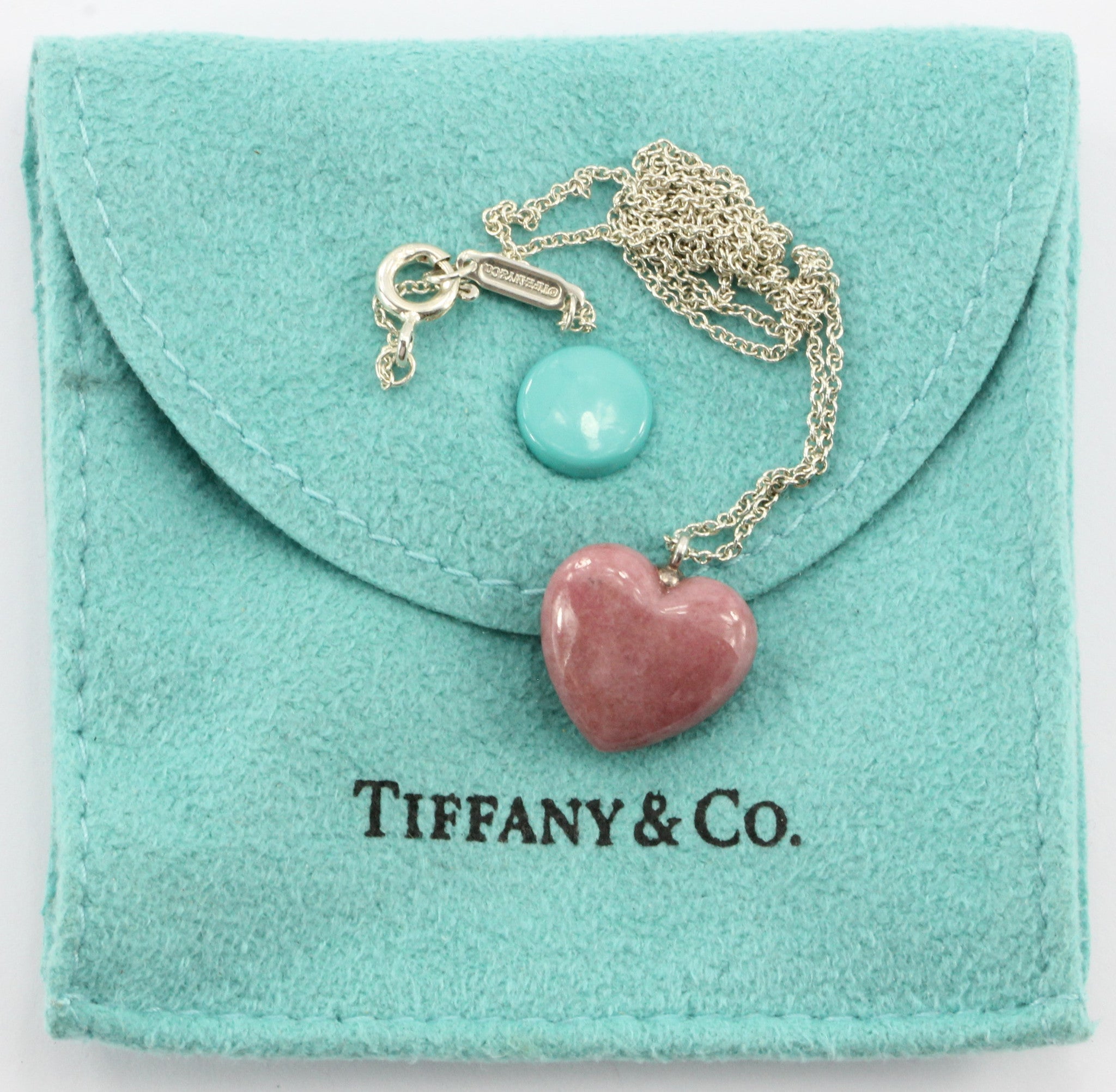 Tiffany & Co Sterling Silver Pink Rhodonite Heart Necklace - Queen May