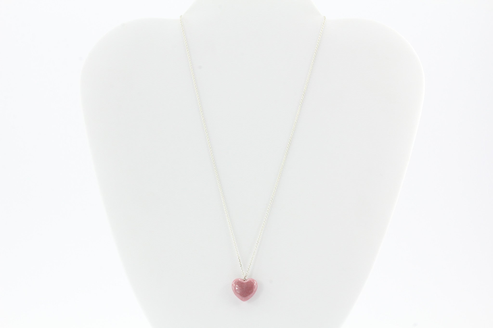 Tiffany & Co Sterling Silver Pink Rhodonite Heart Necklace - Queen May