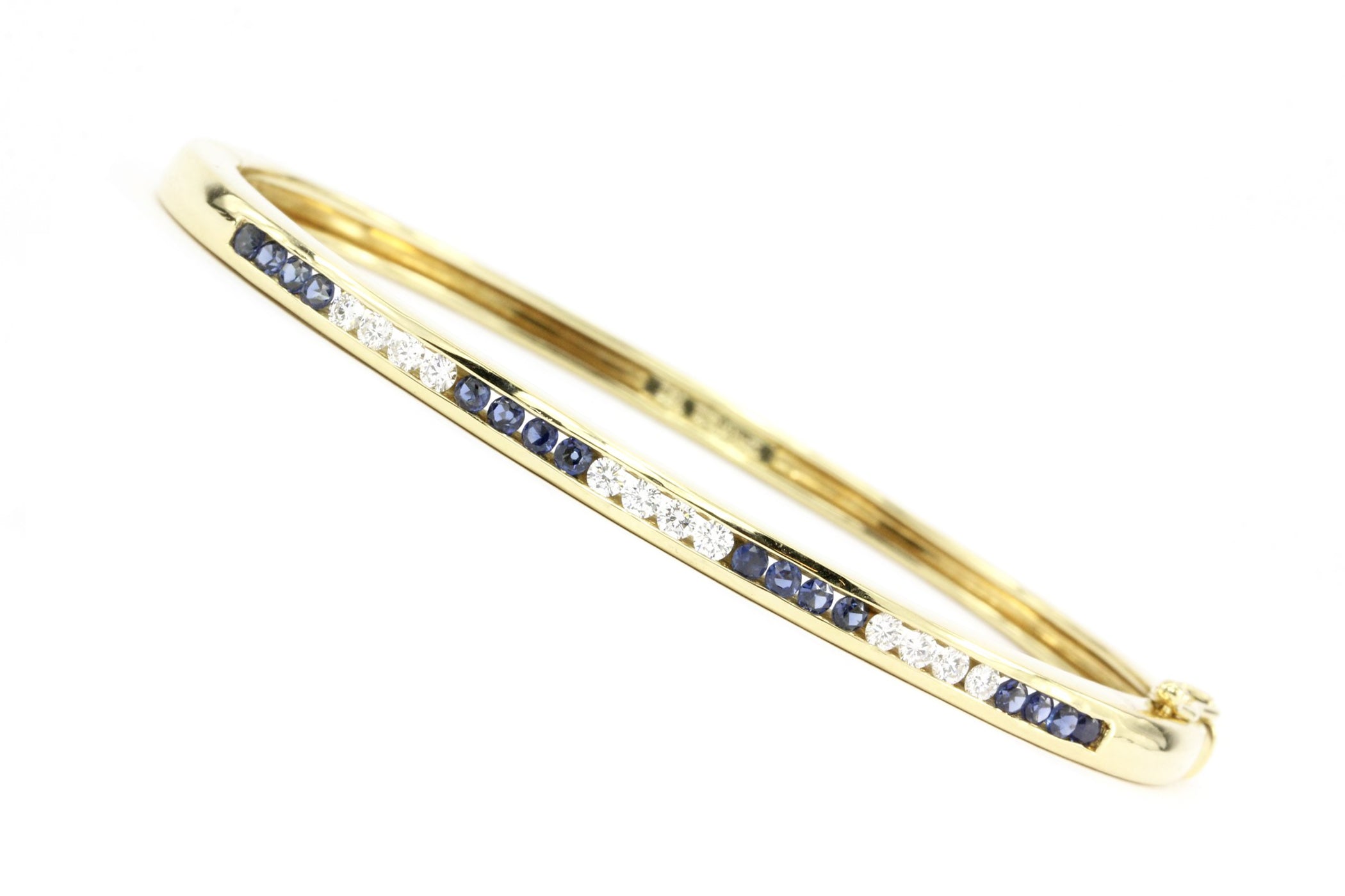 Tiffany & Co. 18K Yellow Gold .5 CTW Sapphire .4CTW Diamond Bangle Bracelet - Queen May