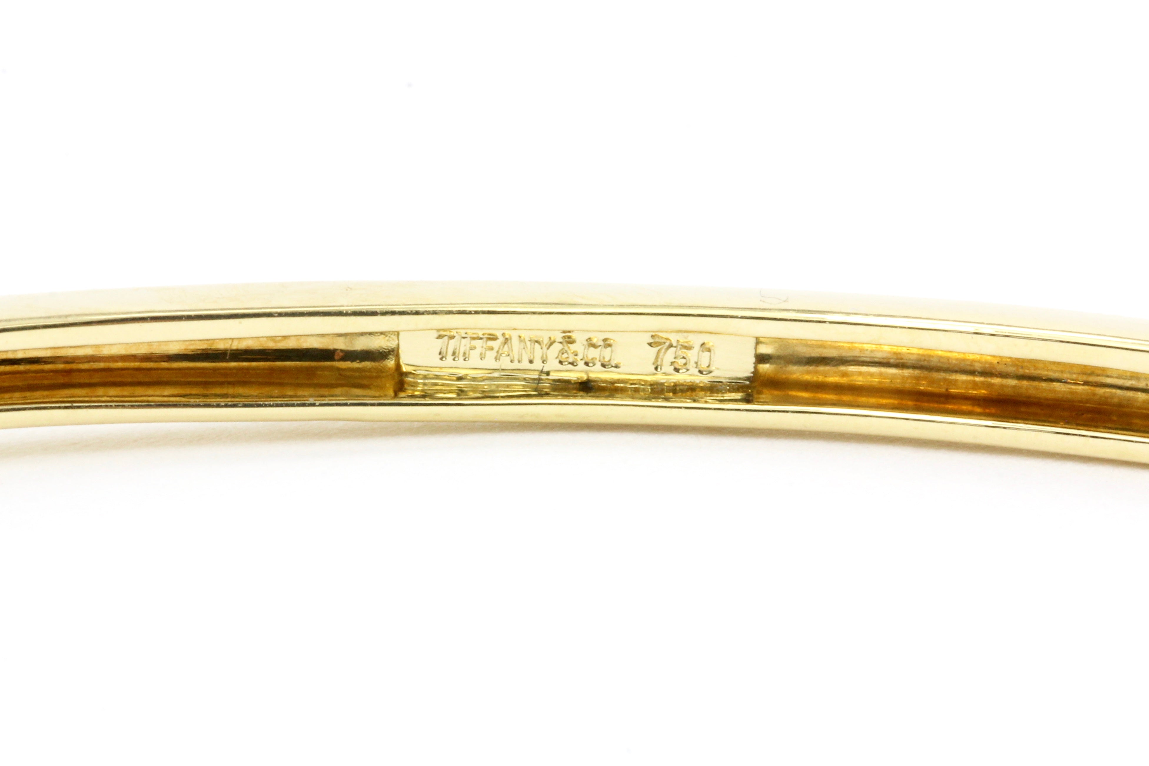 Tiffany & Co. 18K Yellow Gold .5 CTW Sapphire .4CTW Diamond Bangle Bracelet - Queen May