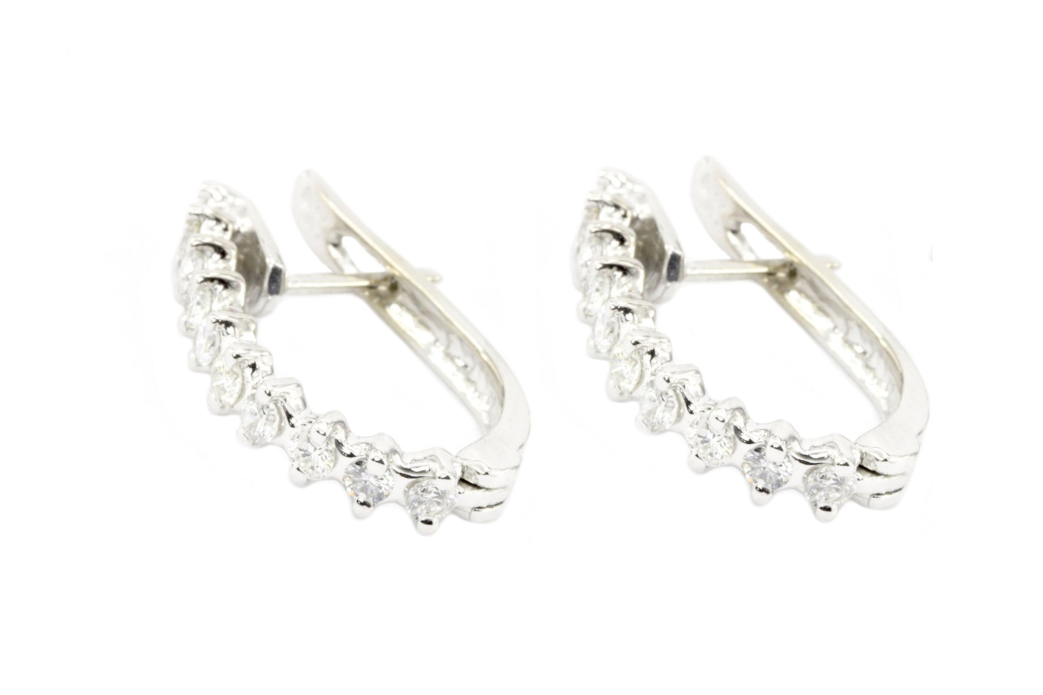 14K White Gold .5 CTW Diamond Hoop Earrings - Queen May