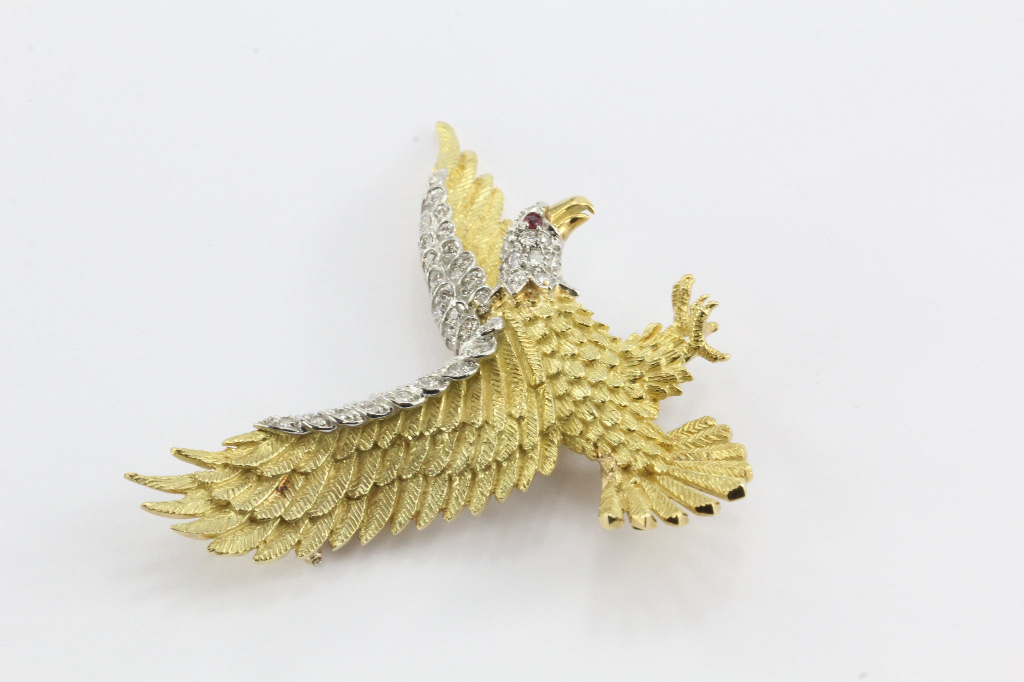 Herbert Rosenthal American Bald Eagle 18K Gold Platinum Diamond Brooch Pin - Queen May