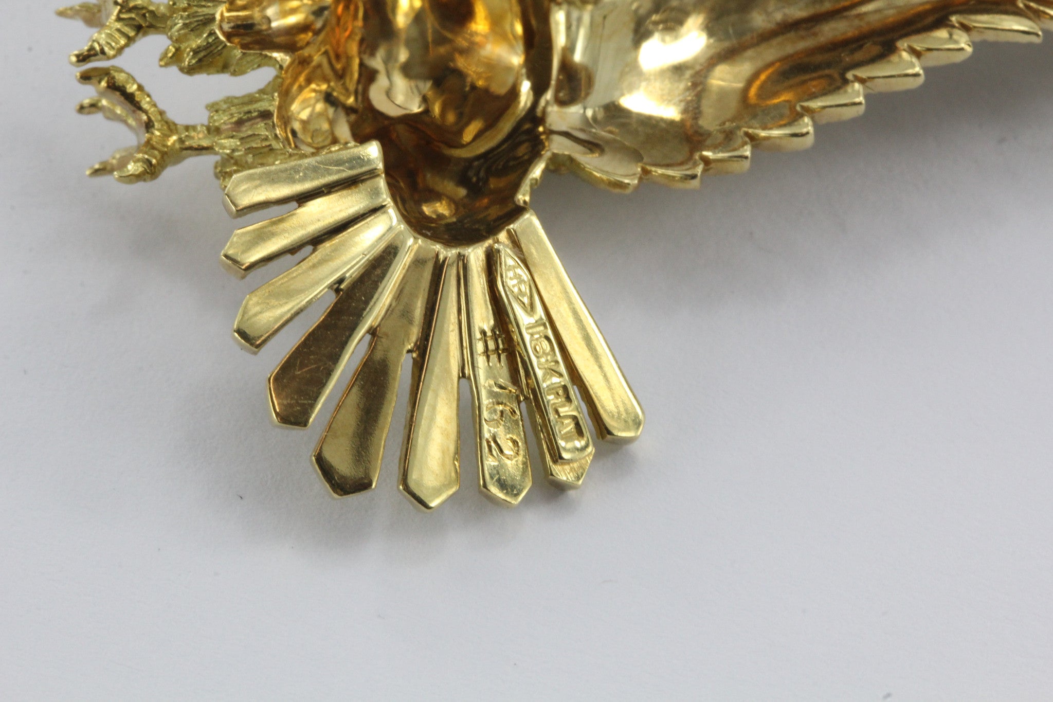 Herbert Rosenthal American Bald Eagle 18K Gold Platinum Diamond Brooch Pin - Queen May