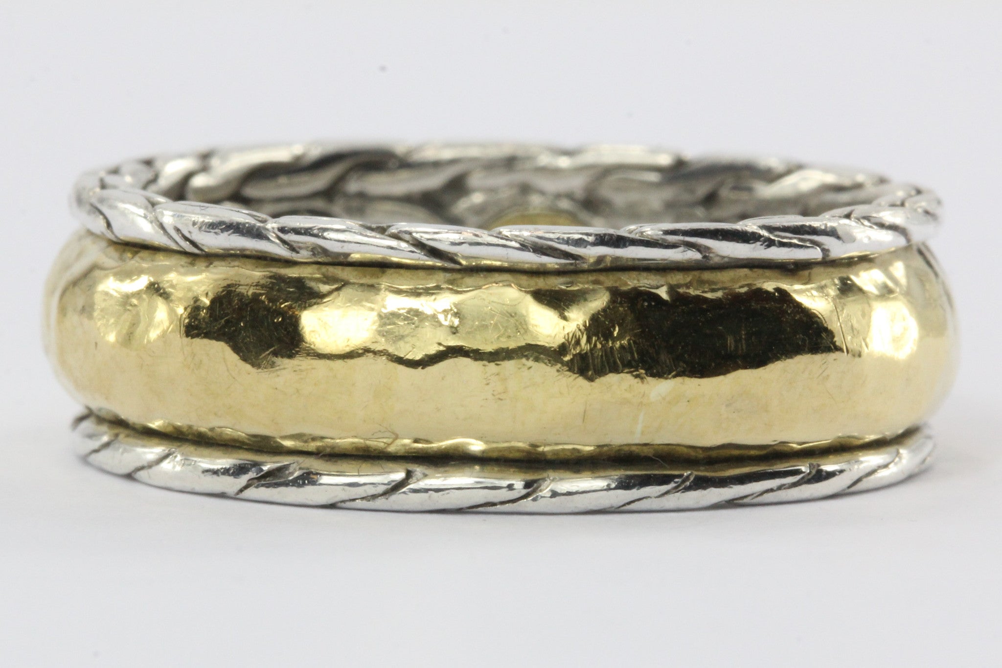 Rare John Hardy Palu 22K Gold & Sterling Silver Mixed Metal Band Ring w/ Box - Queen May