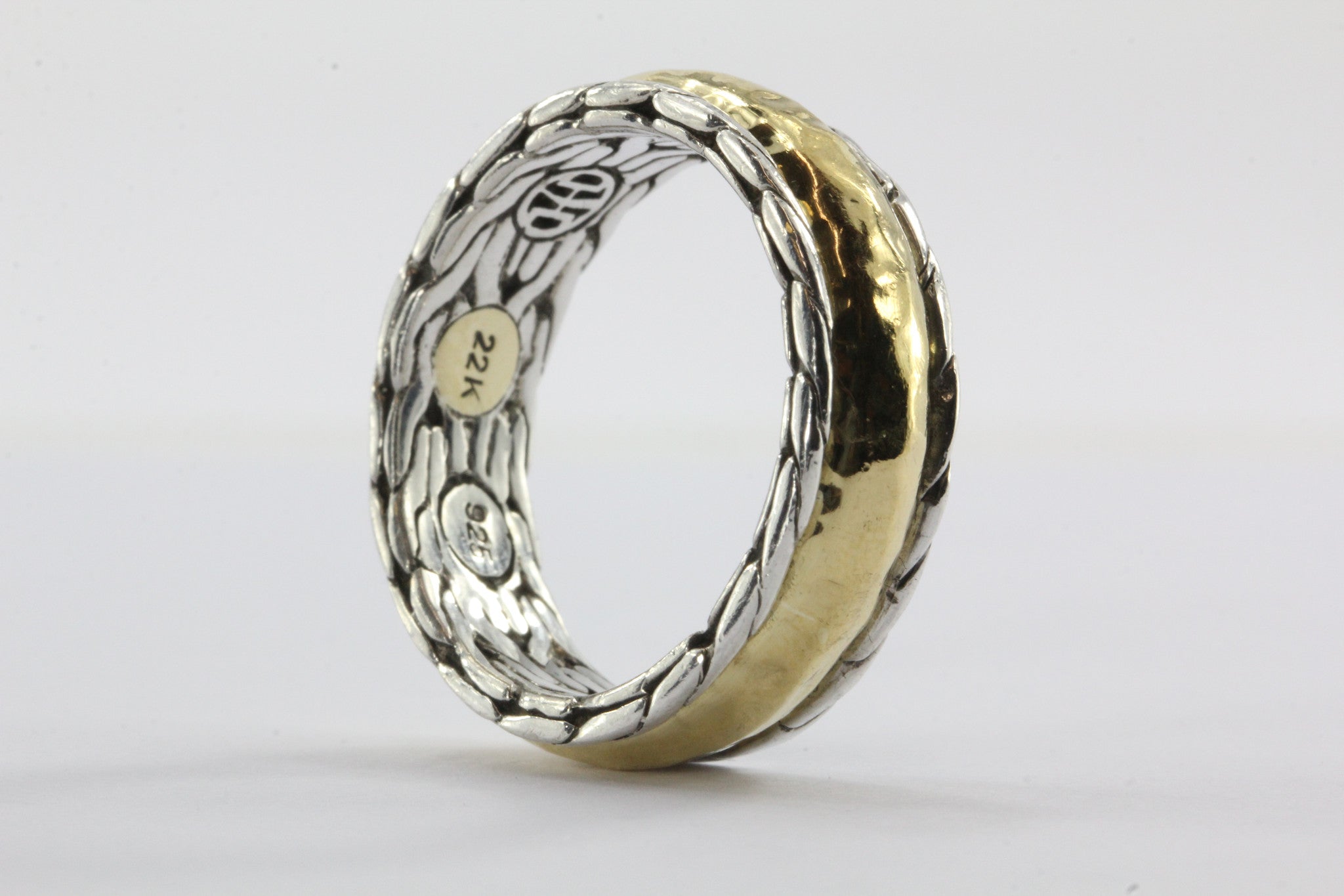 Rare John Hardy Palu 22K Gold & Sterling Silver Mixed Metal Band Ring w/ Box - Queen May