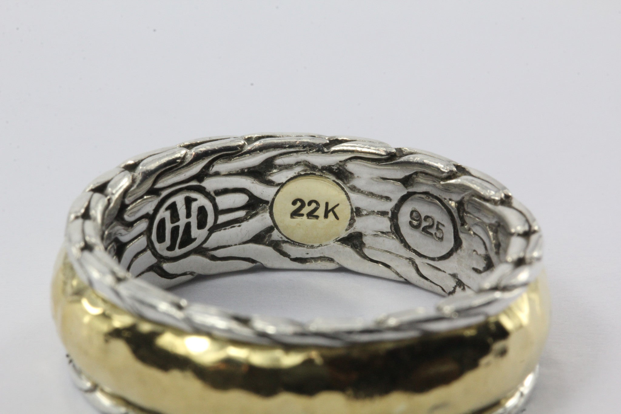 Rare John Hardy Palu 22K Gold & Sterling Silver Mixed Metal Band Ring w/ Box - Queen May