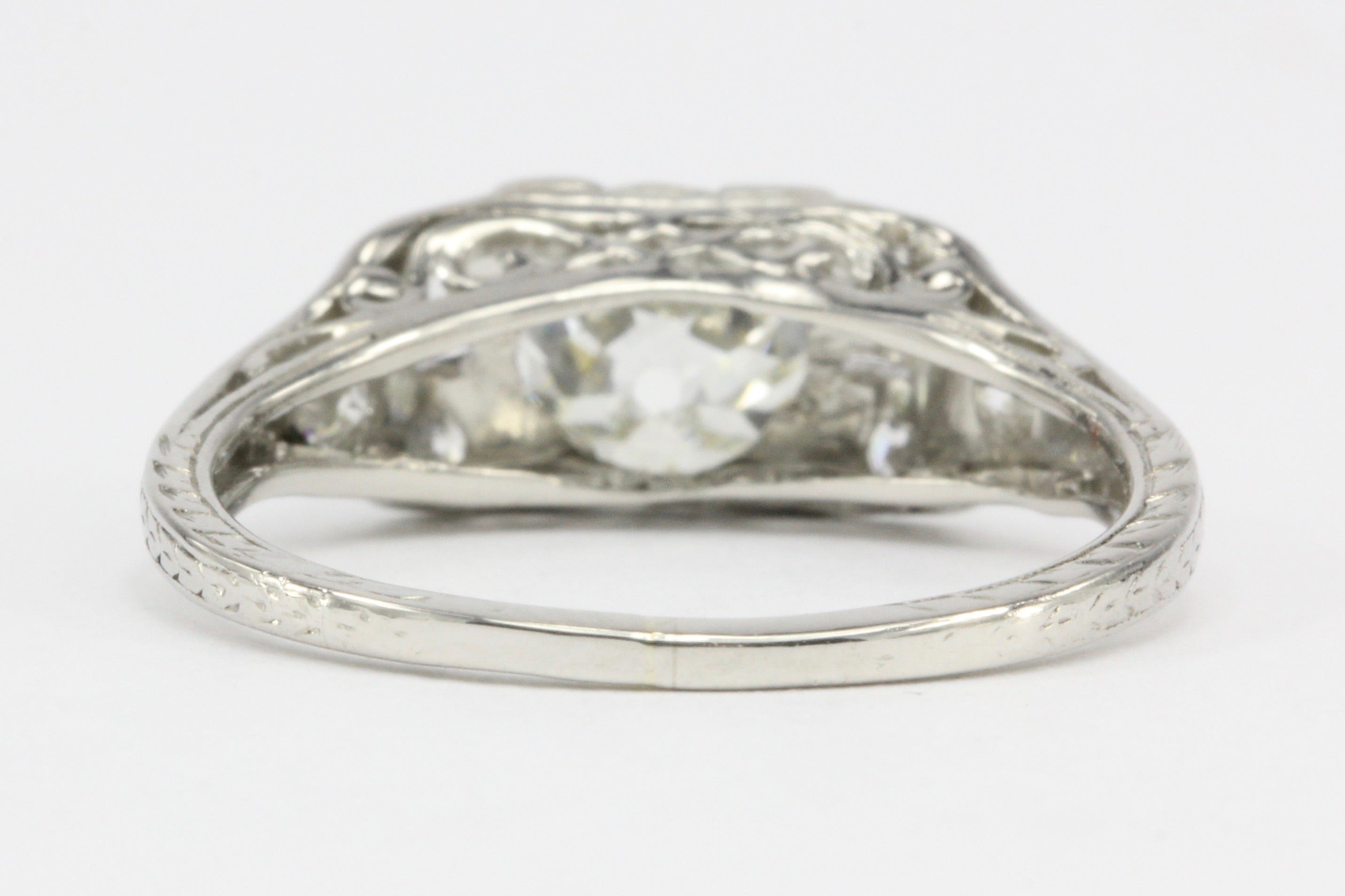 Art Deco Platinum .98 Carat Old Mine Cut Diamond Engagement Ring GIA Paperwork - Queen May