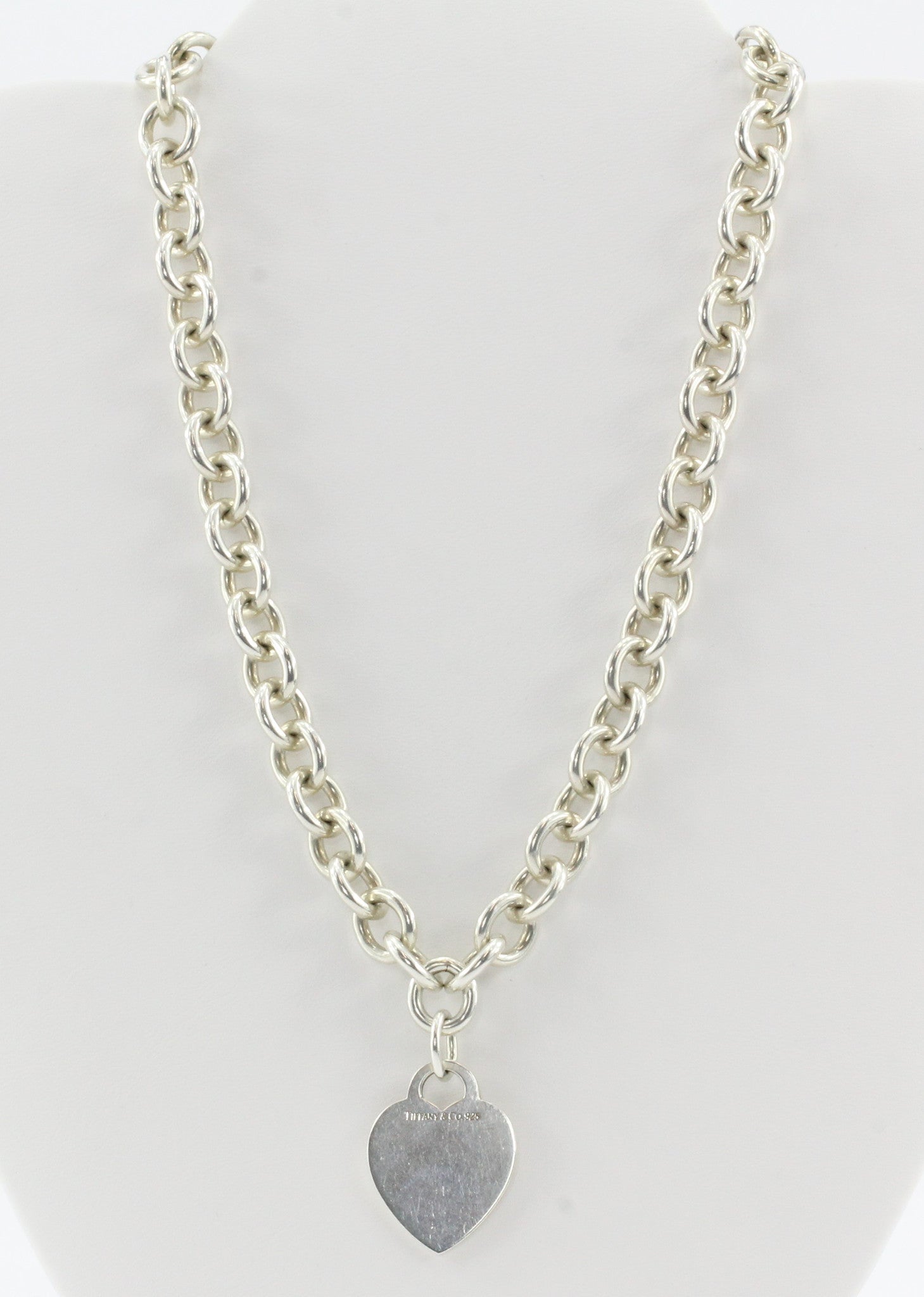 Tiffany & Co Sterling Silver Heart Tag Necklace 18" - Queen May