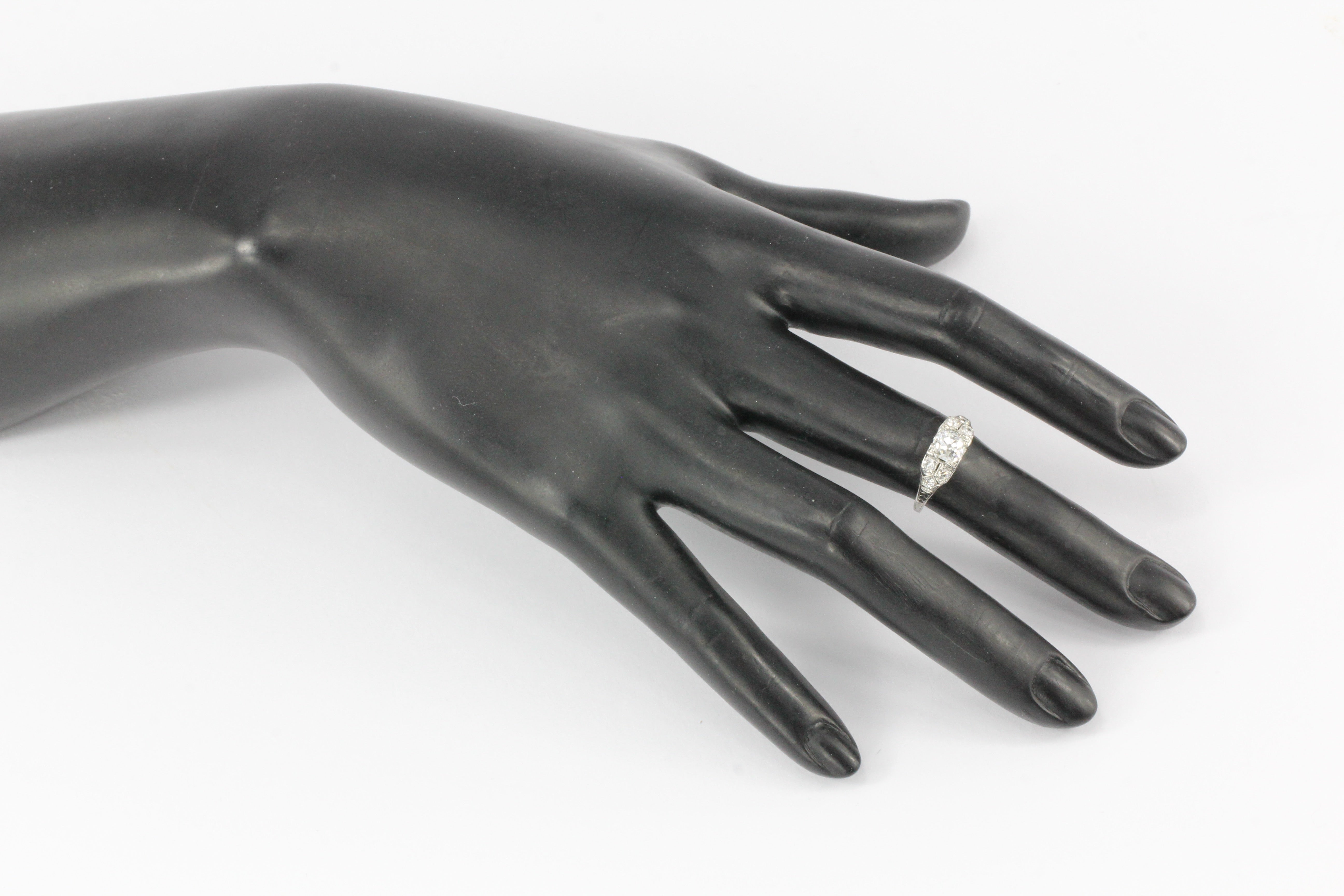 Art Deco Platinum .98 Carat Old Mine Cut Diamond Engagement Ring GIA Paperwork - Queen May