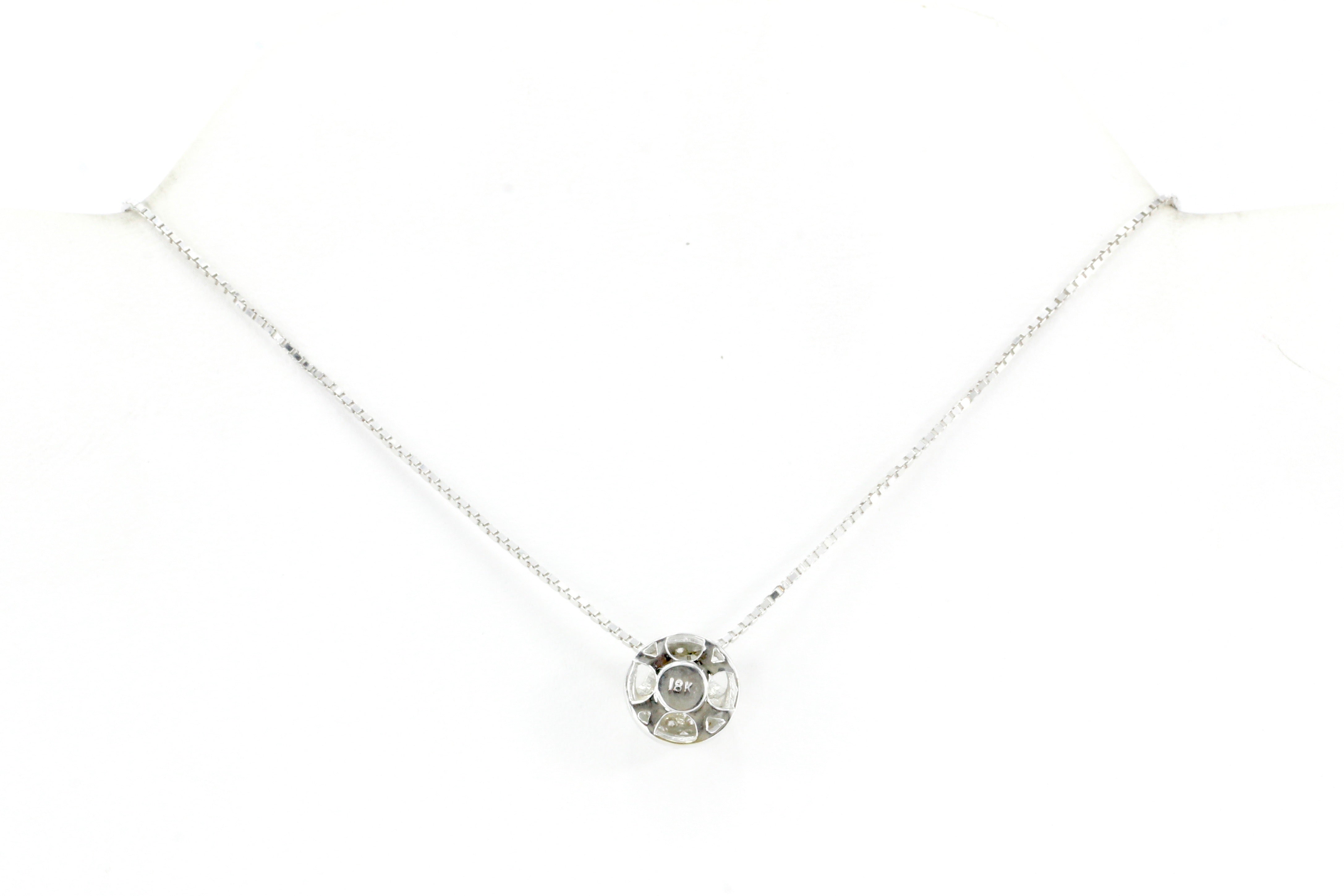 18K White Gold .15 CTW Diamond Pendant Necklace - Queen May