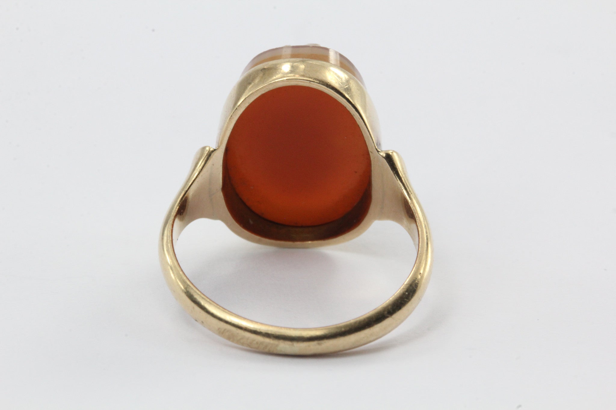 Antique Oscar E Place & Sons Co. P&S 10K Gold Carved Cameo Ring - Queen May