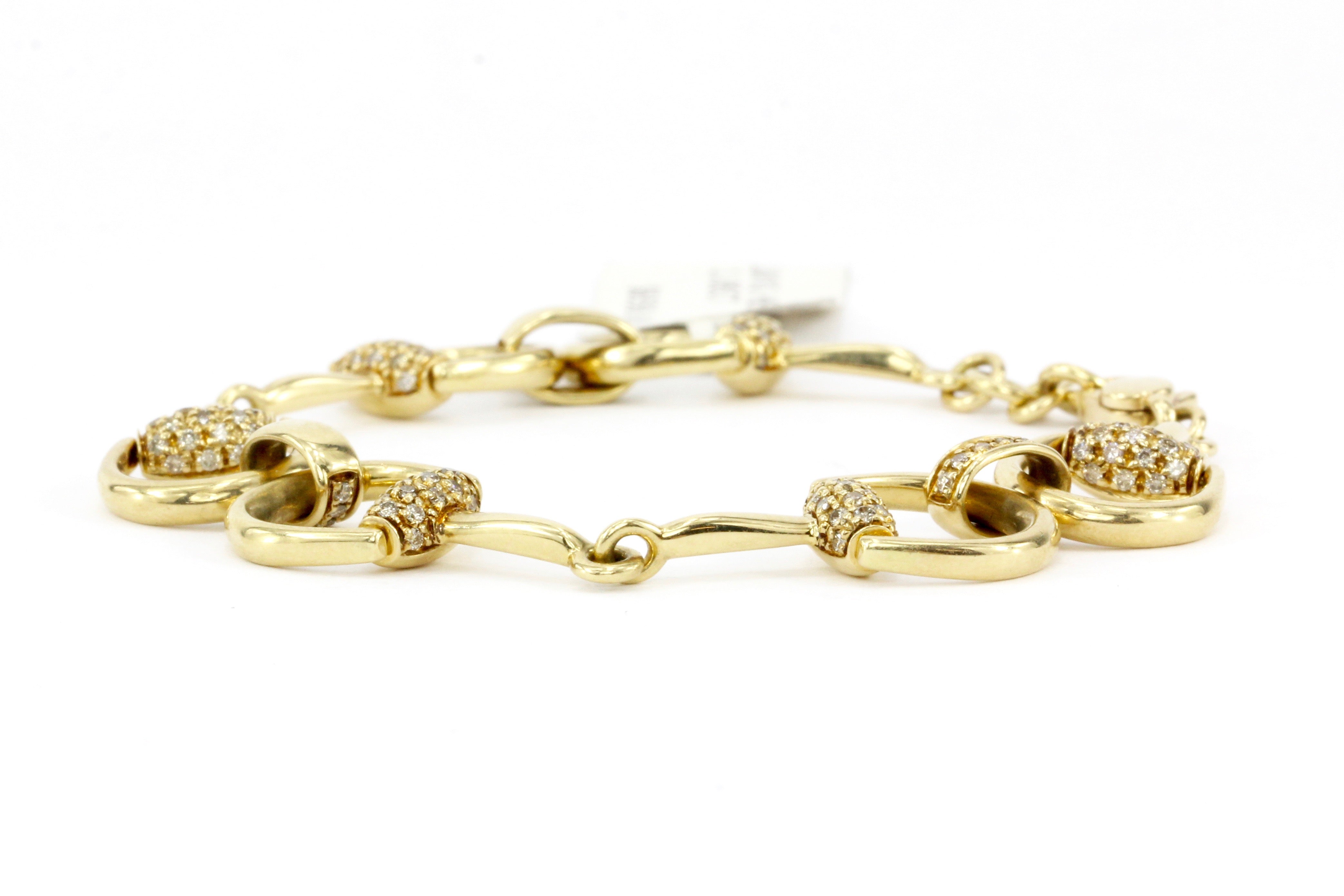 Gucci 18K Yellow Gold 1.05 CTW Diamond Horse Bit Bracelet - Queen May