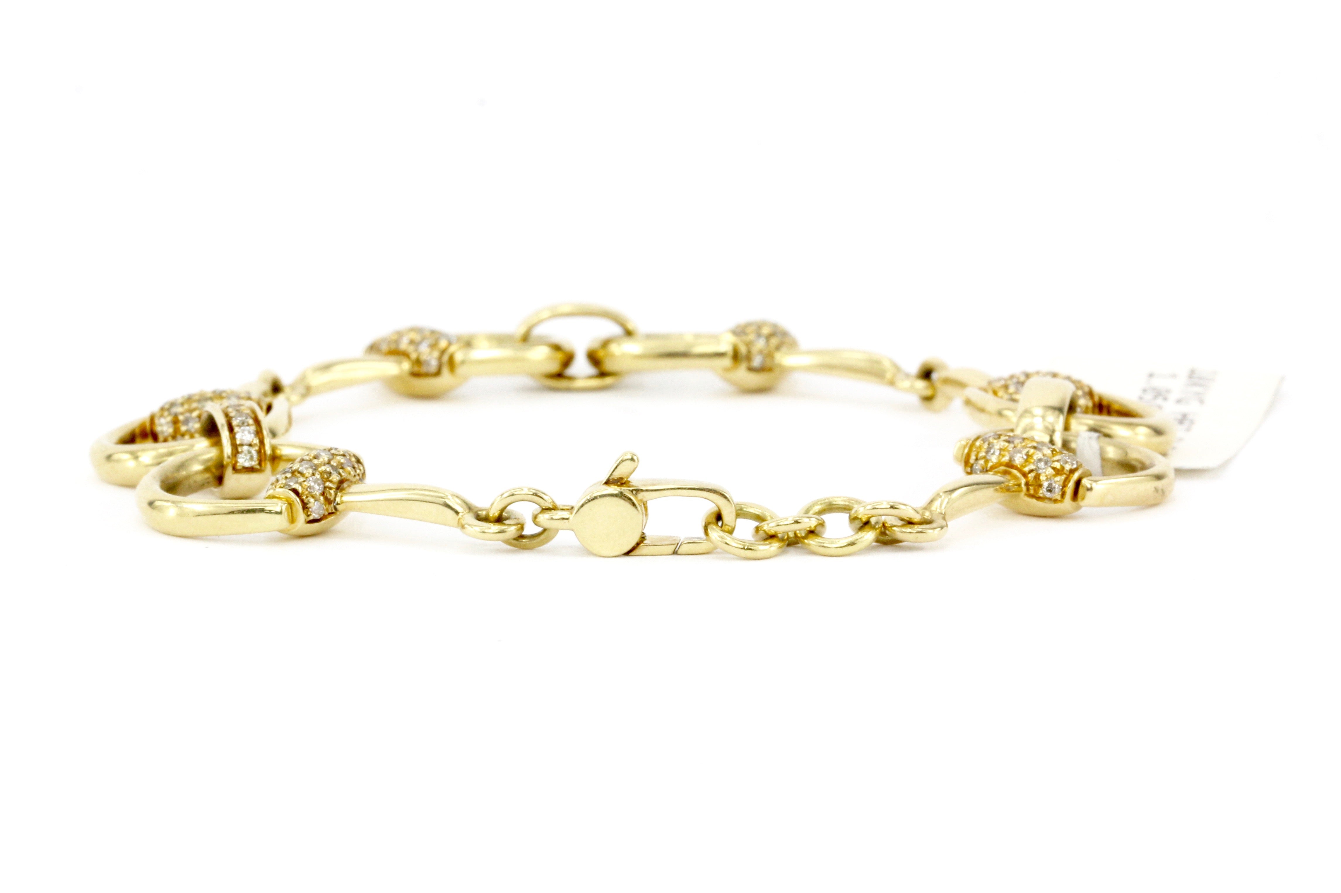 Gucci 18K Yellow Gold 1.05 CTW Diamond Horse Bit Bracelet - Queen May